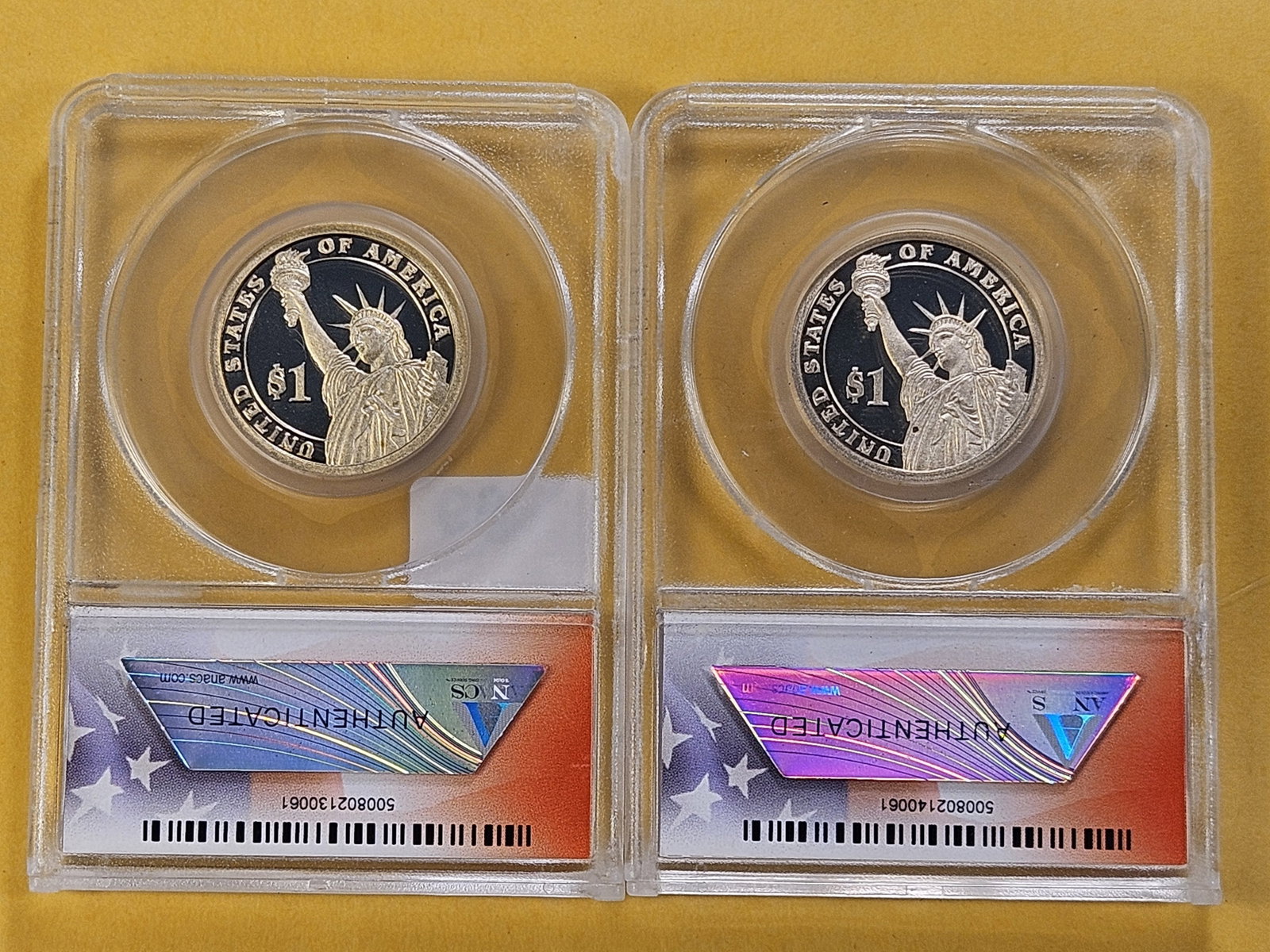 PERFECT GRADES! Two ANACS 2014-S Presidential Dollars in Proof 70 Deep Cameo - 4
