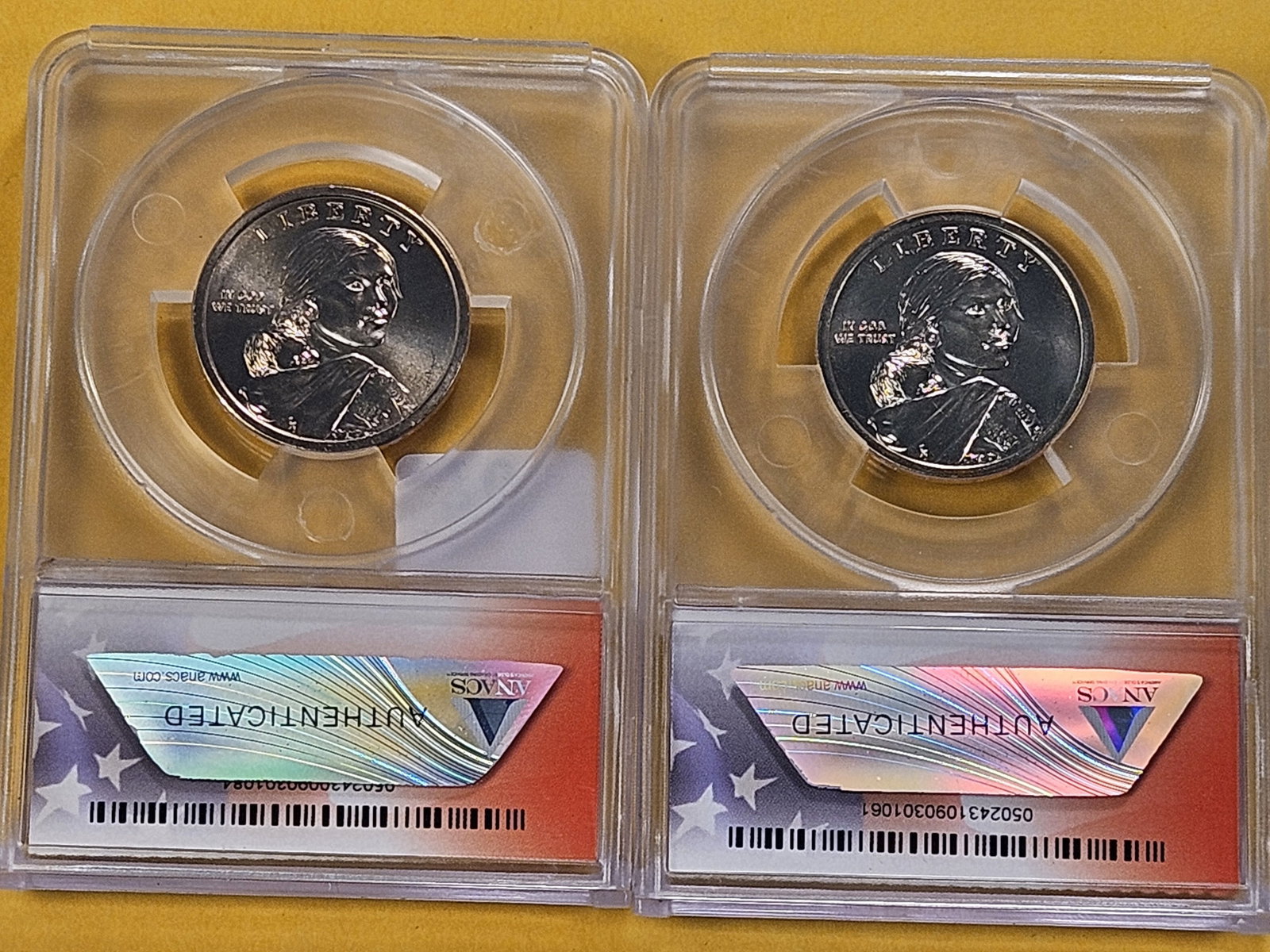 SUPERB GEM! Two ANACS Sacagawea Dollars in Mint State 68 - 4