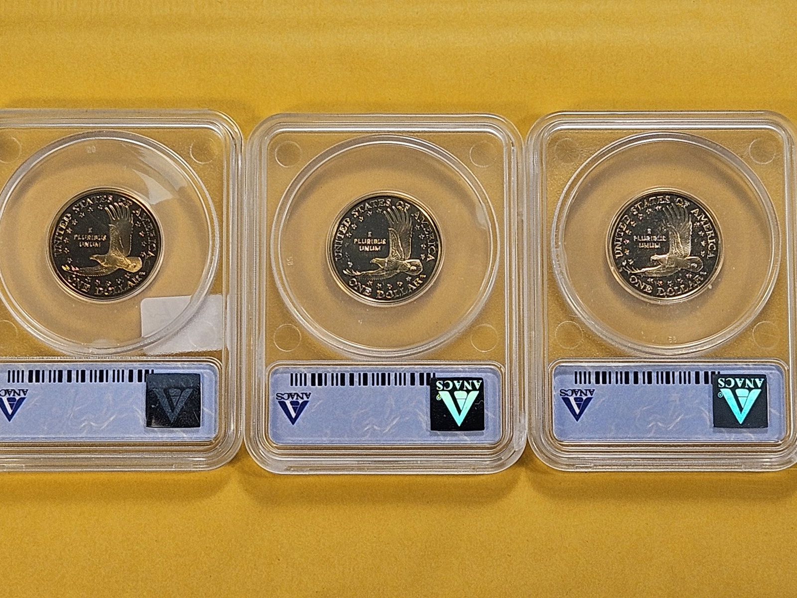PERFECT GRADES! Three ANACS Sacagawea Dollars in Proof 70 Deep Cameo - 5