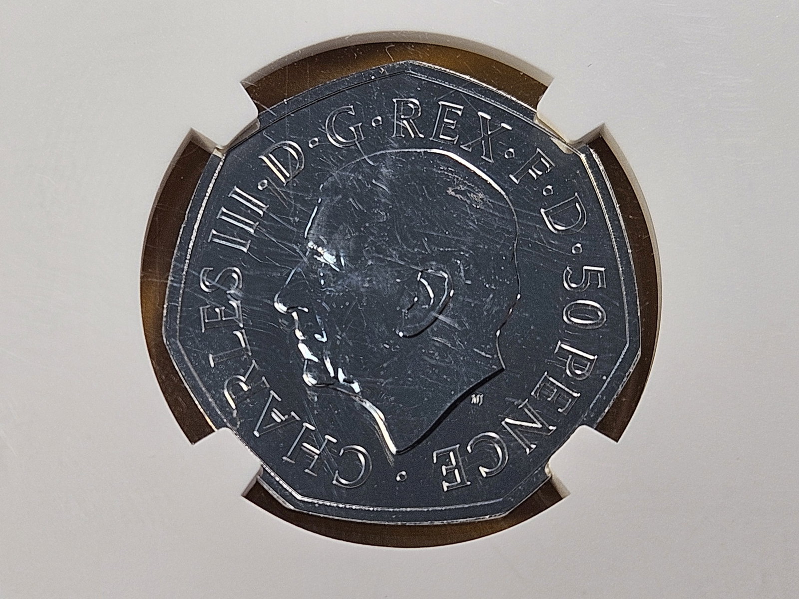 SUPERB GEM! 2022 Great Britain 50 Pence in Mint State 68 Deep Mirror Proof Like - 4
