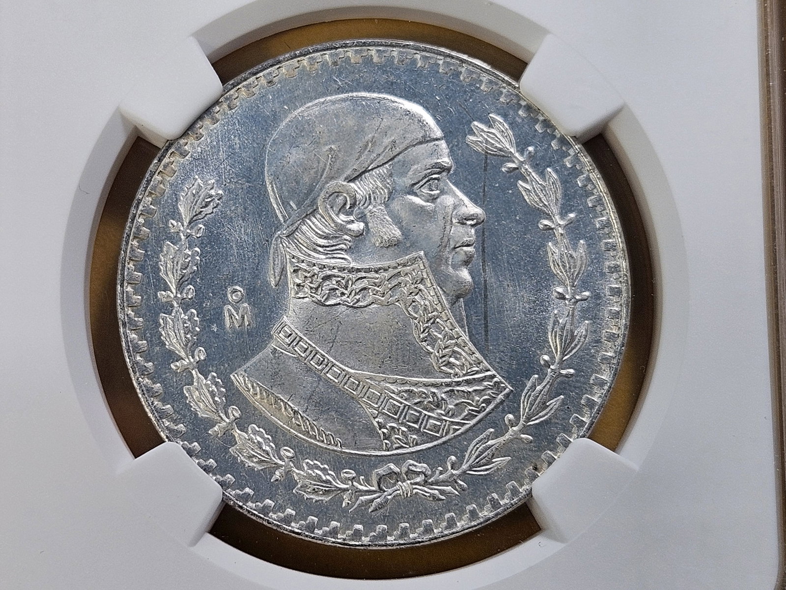 NGC 1967Mo Mexico Silver Peso in Uncirculated -details: KM# 459
