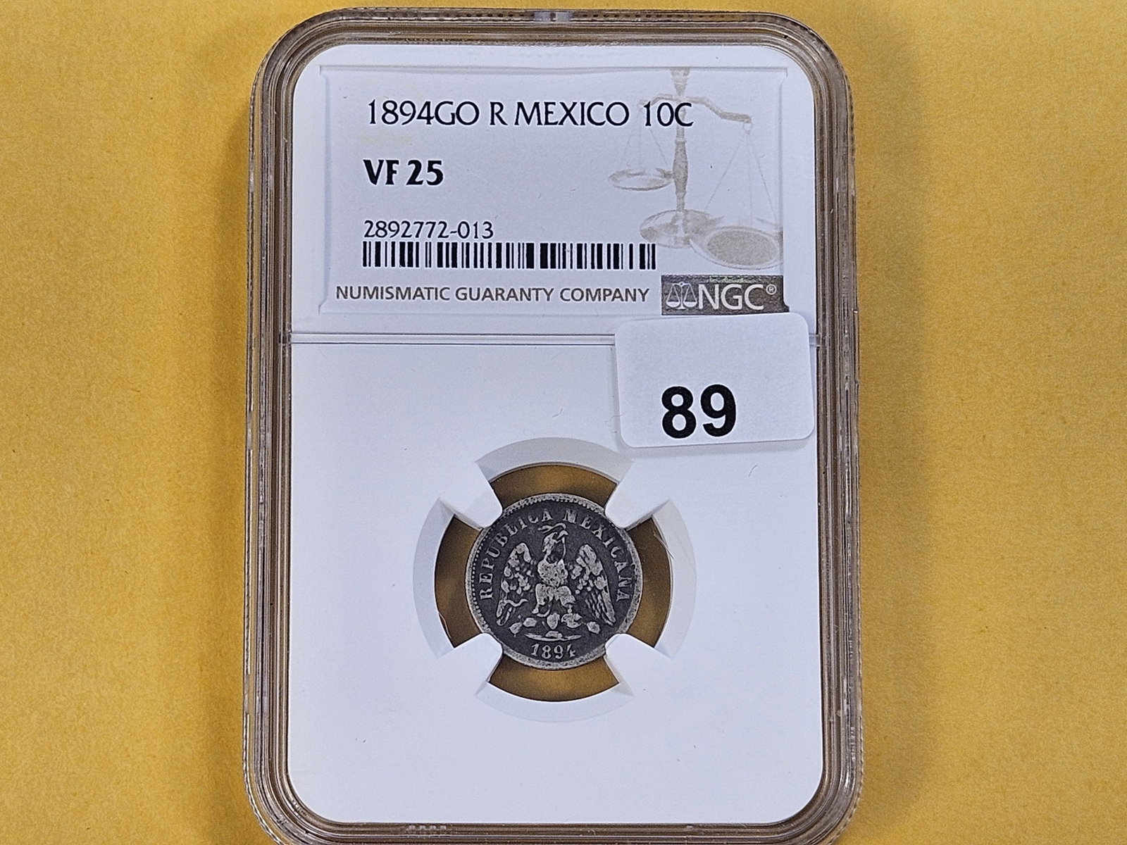 NGC 1894 Mexico Silver 10 Centavos in Very Fine 25 - 2