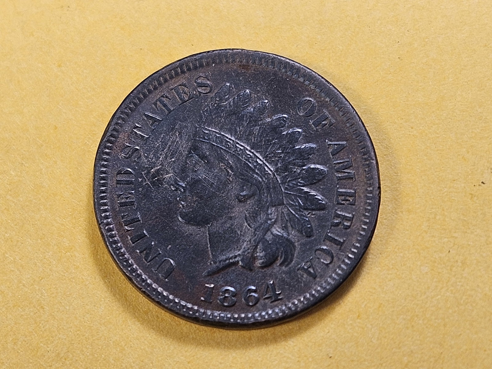 Semi-Key Date 1864-L Indian Head Cent: About Uncirculated! Semi-Key Date!