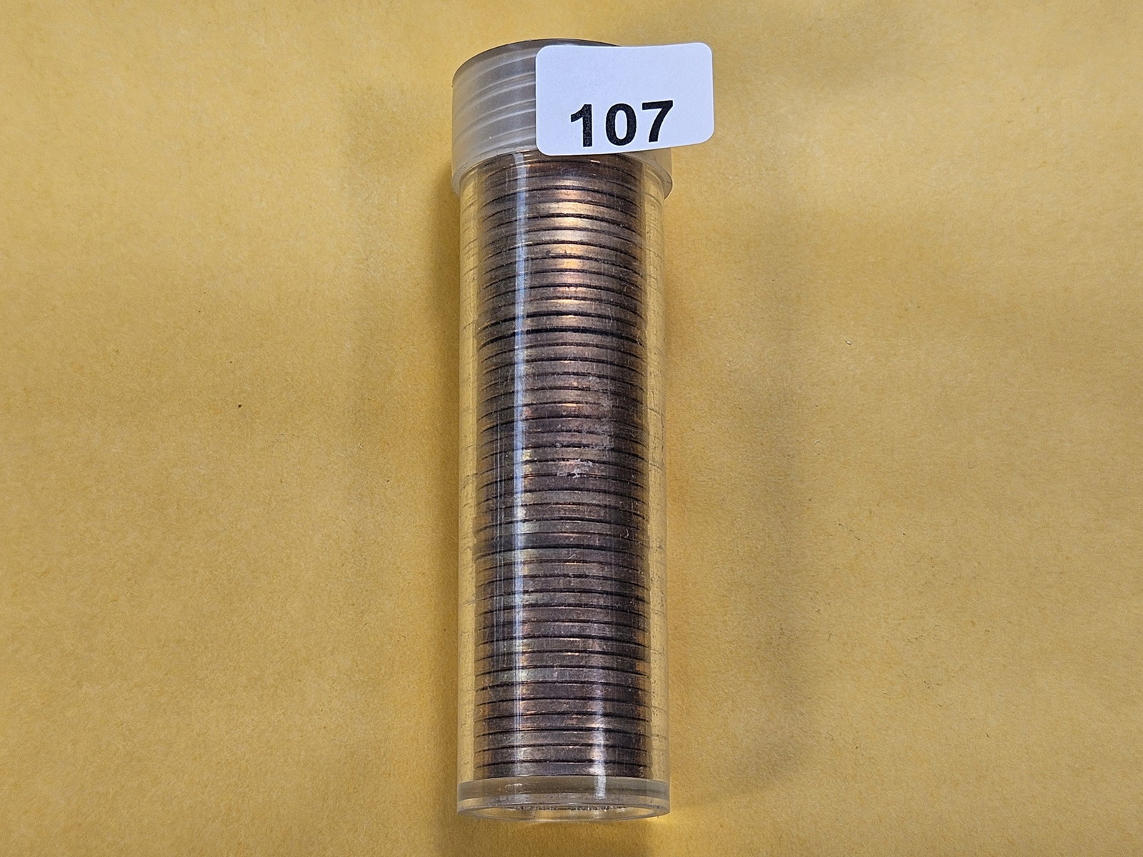 Brilliant Uncirculated Full Roll of 1955-D Wheat Cents: Full Roll! We checked the first few to verify the date on the cap, but the rest are unchecked by us