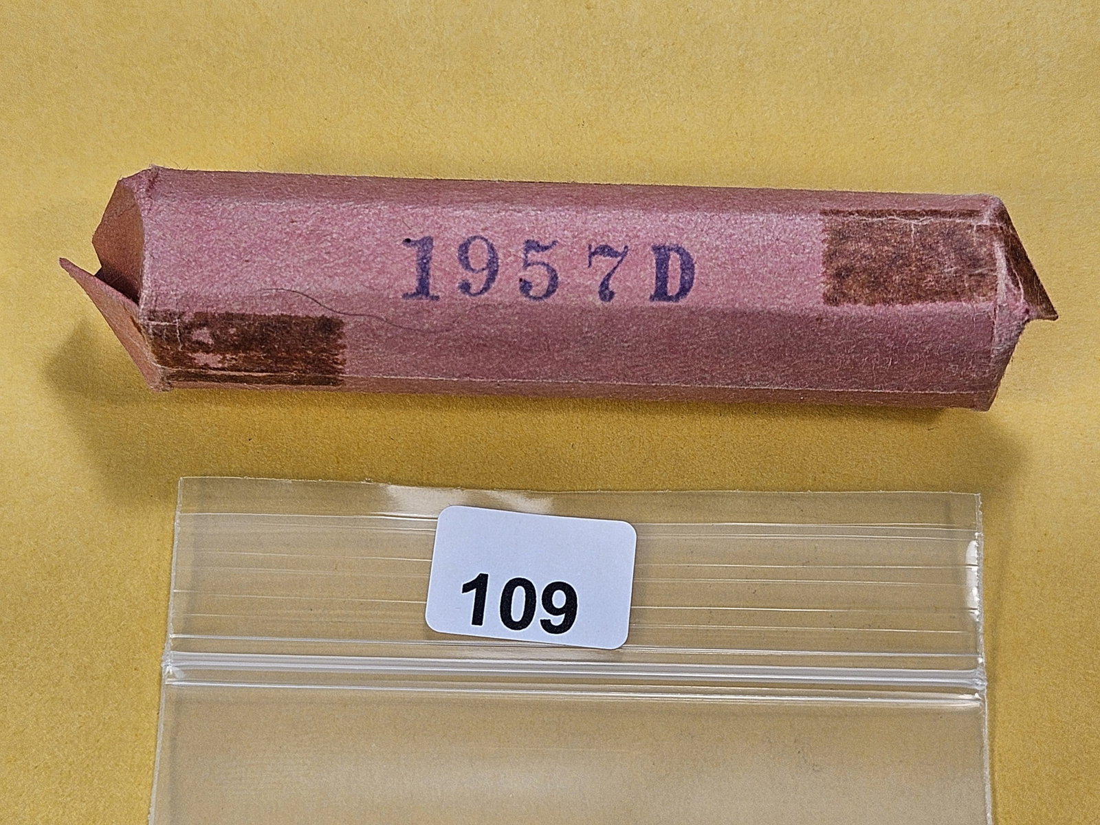 Brilliant Uncirculated Full Roll of 1957-D Wheat Cents: Full Roll! We checked the first three, the rest are unchecked by us. In Paper Roll