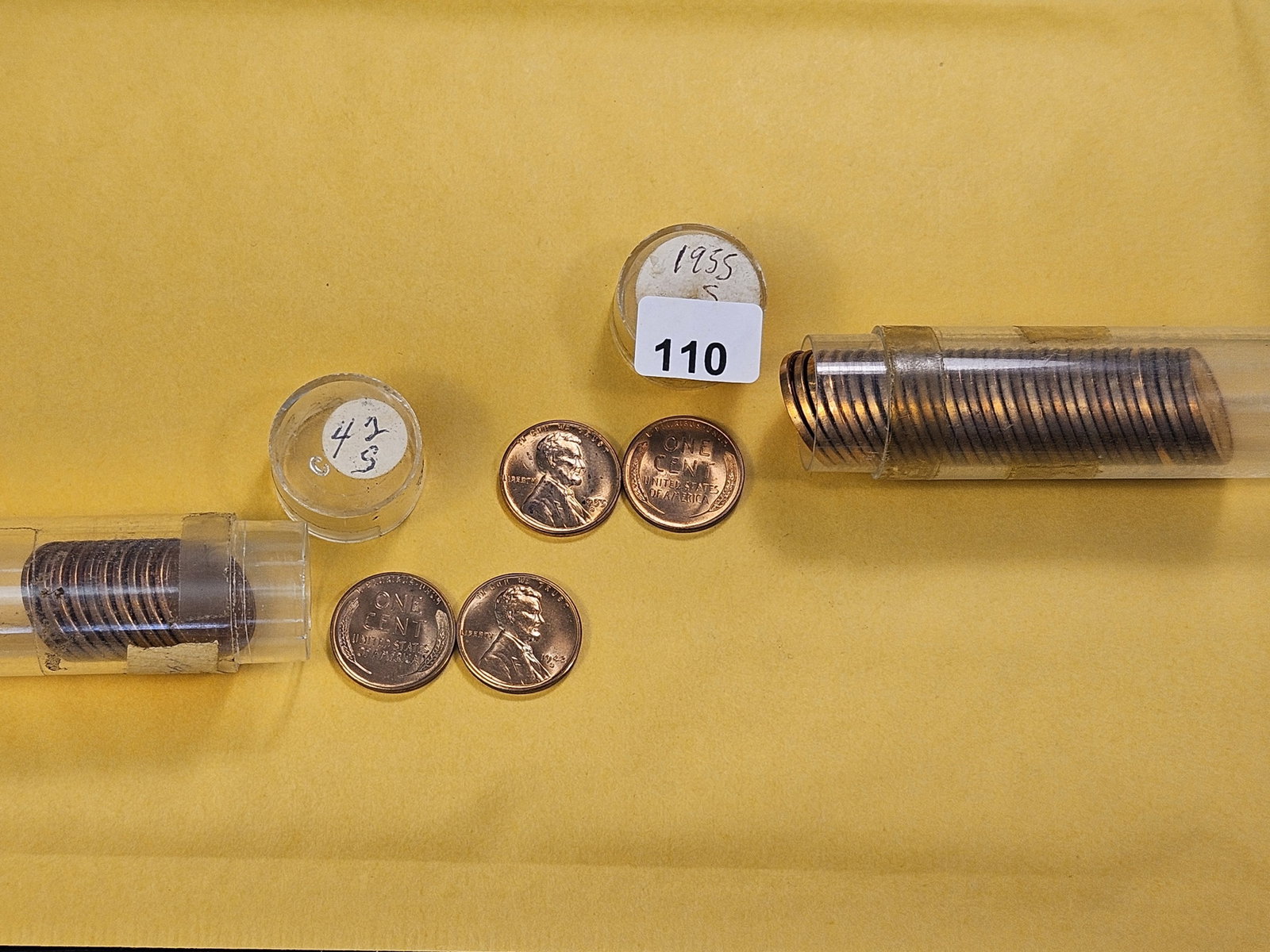 Brilliant Uncirculated Partial Rolls of 1942-S and 1955-S Wheat Cents - 2