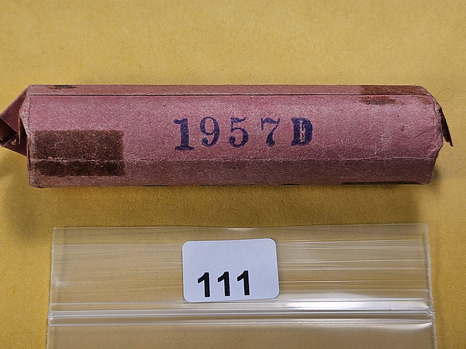 Brilliant Uncirculated Full Roll of 1957-D Wheat Cents: Full Roll! We checked the first three, the rest are unchecked by us. In Paper Roll