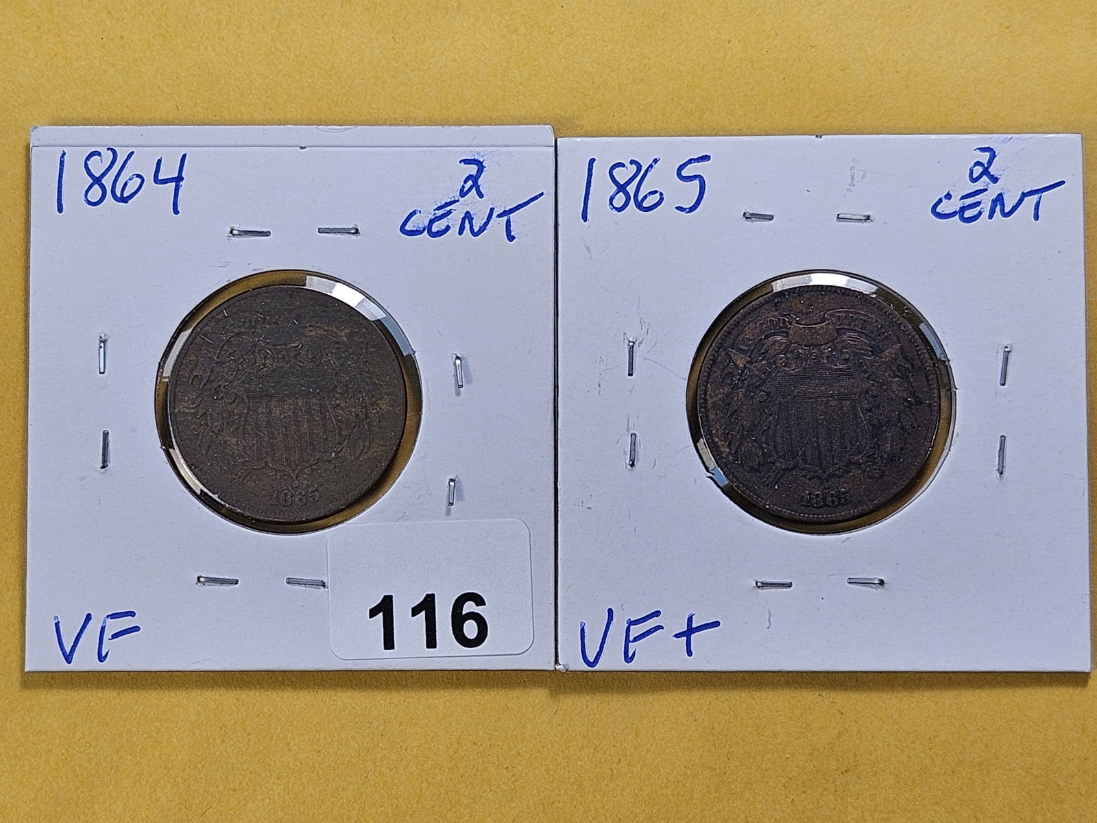 Two Circulated Two Cent Pieces (1 of 6)