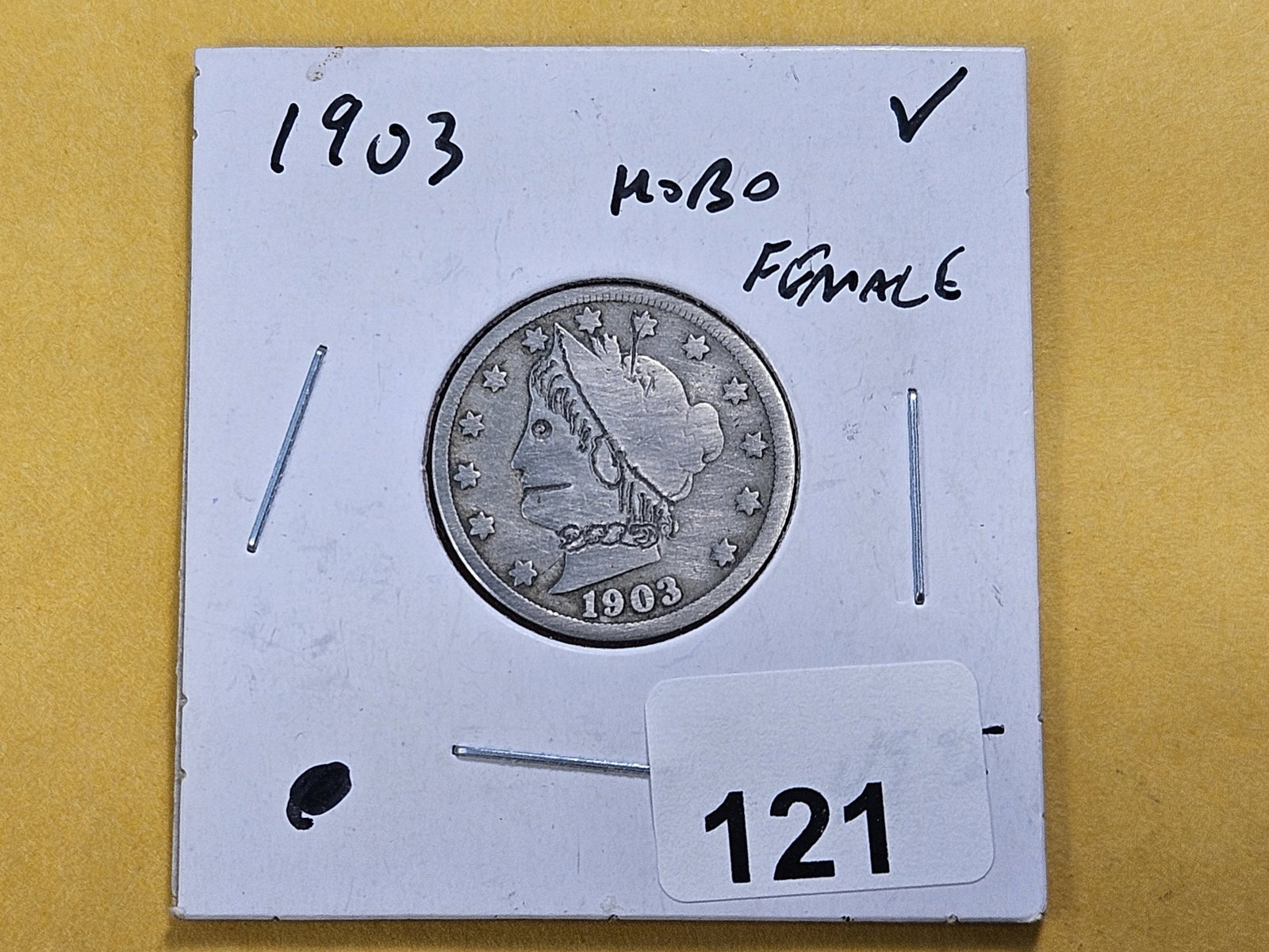 HOBO NICKEL! 1903 Liberty V Nickel - 2