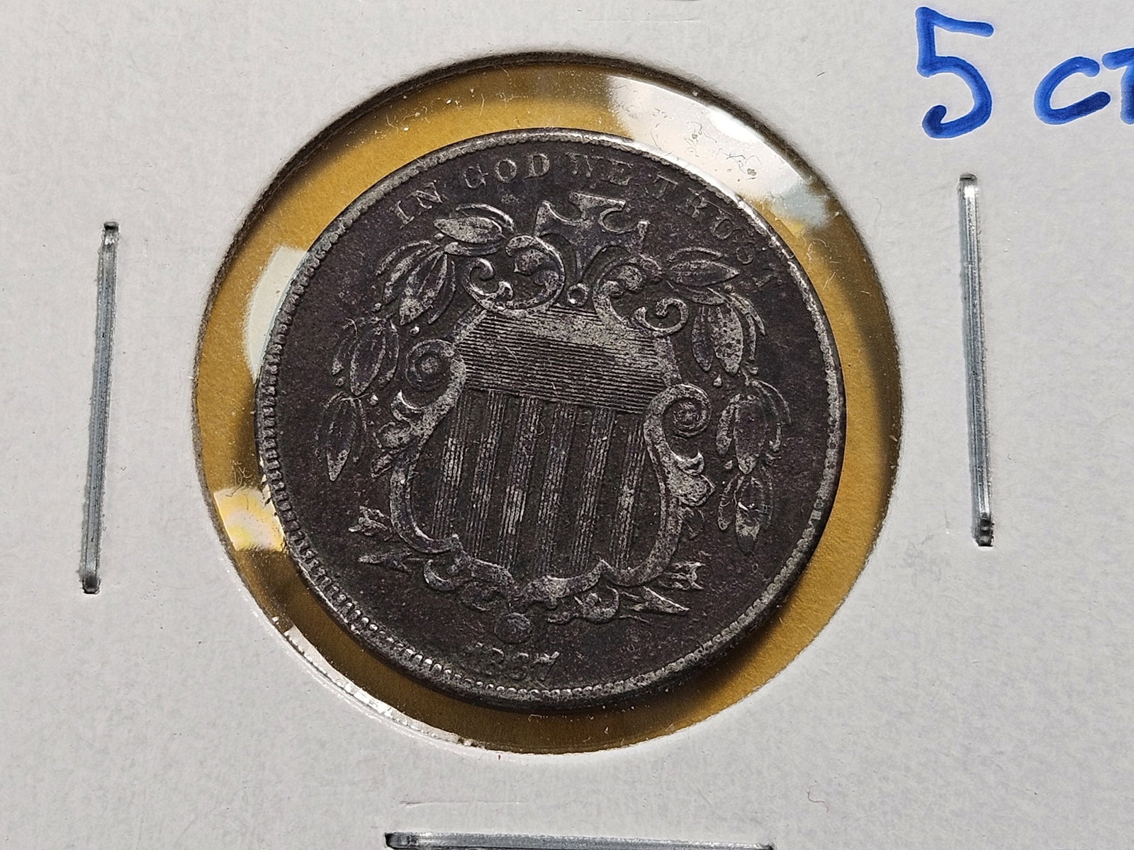 Five Circulated Shield Nickels - 5