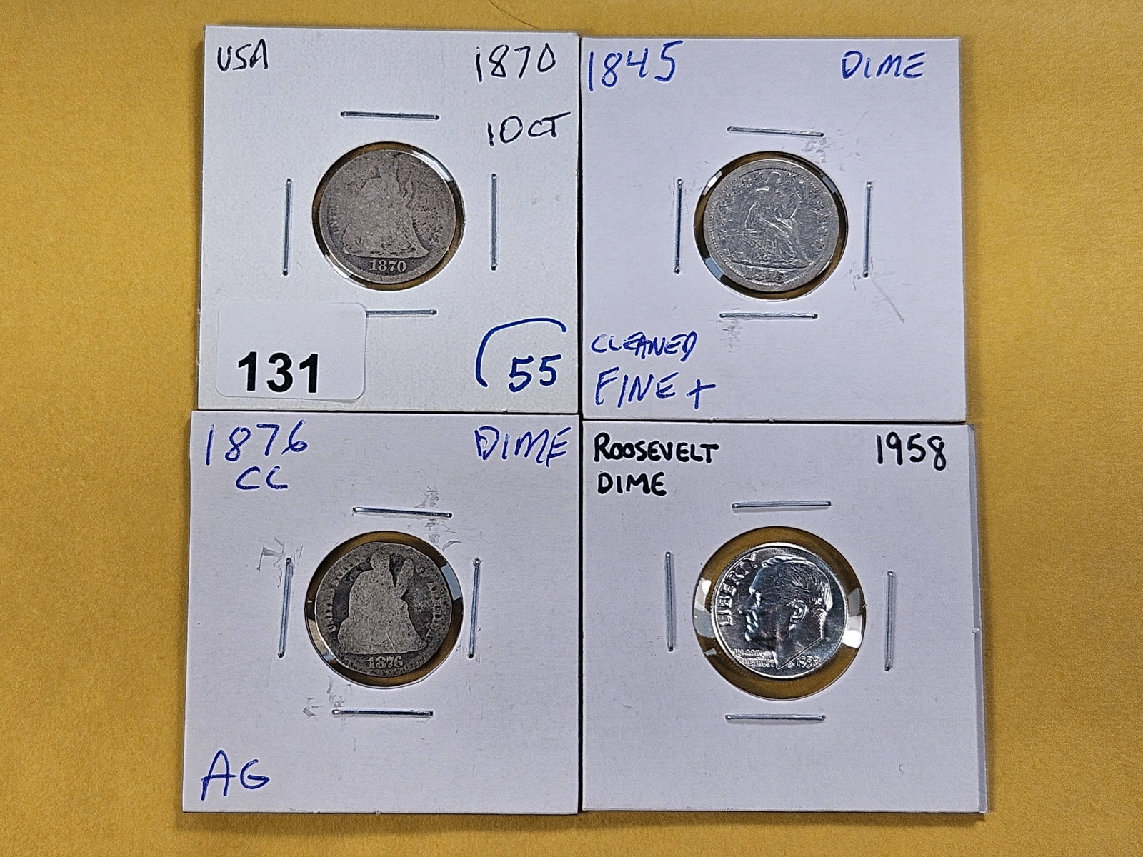 Three Little Better Dates Seated Liberty Silver Dimes and a 1958 Roosevelt Silver Dime (1 of 10)