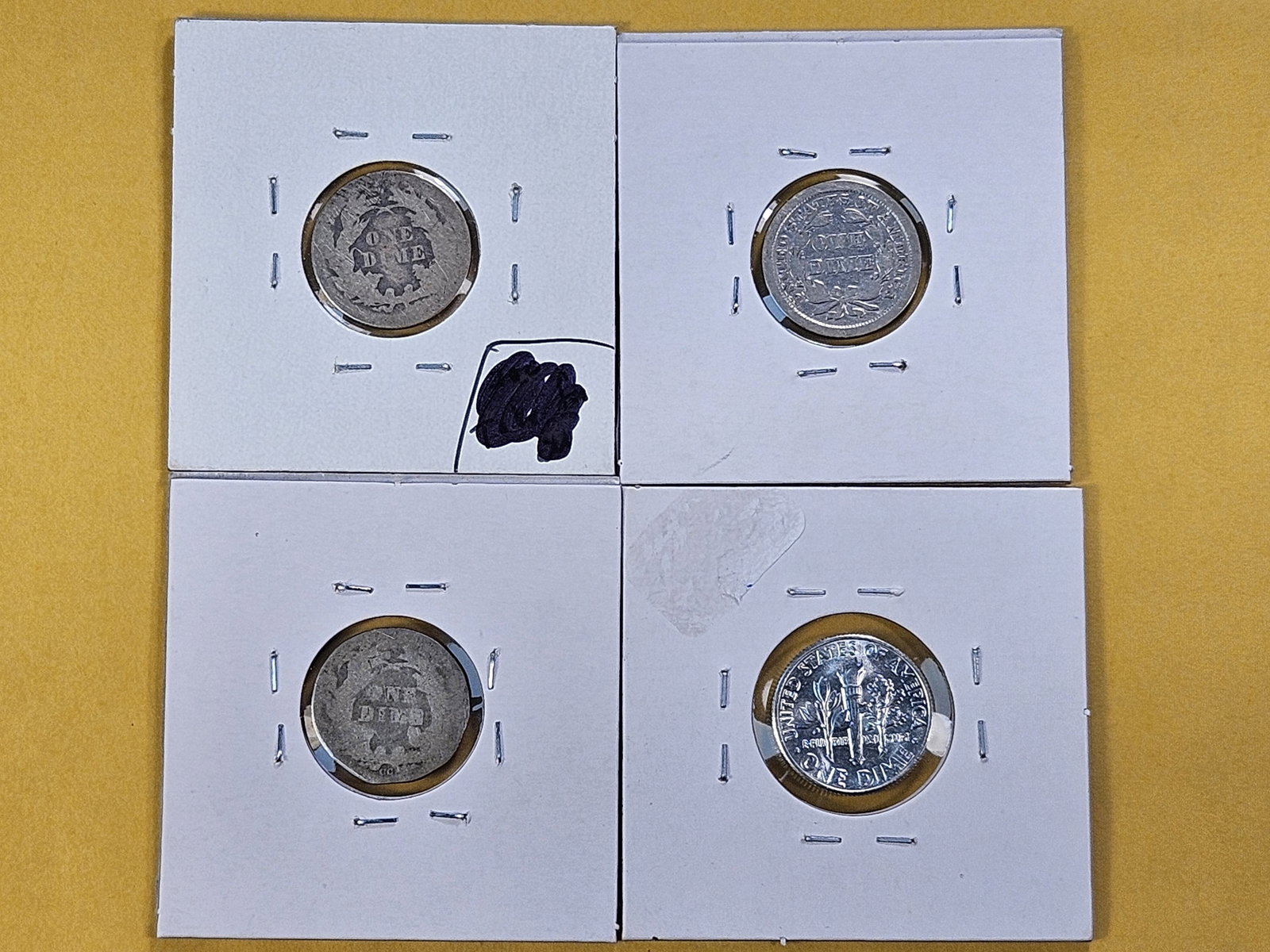 Three Little Better Dates Seated Liberty Silver Dimes and a 1958 Roosevelt Silver Dime - 6