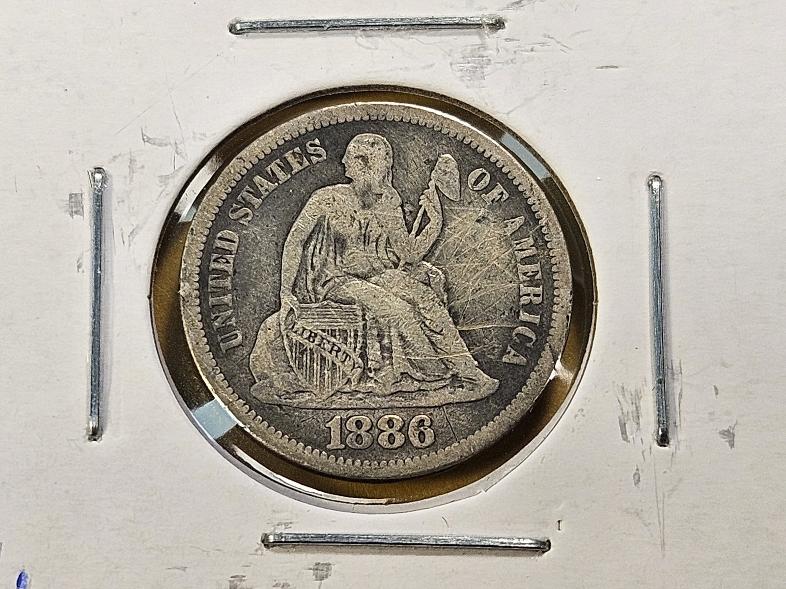 Five Circulated Seated Liberty Silver Dimes - 6