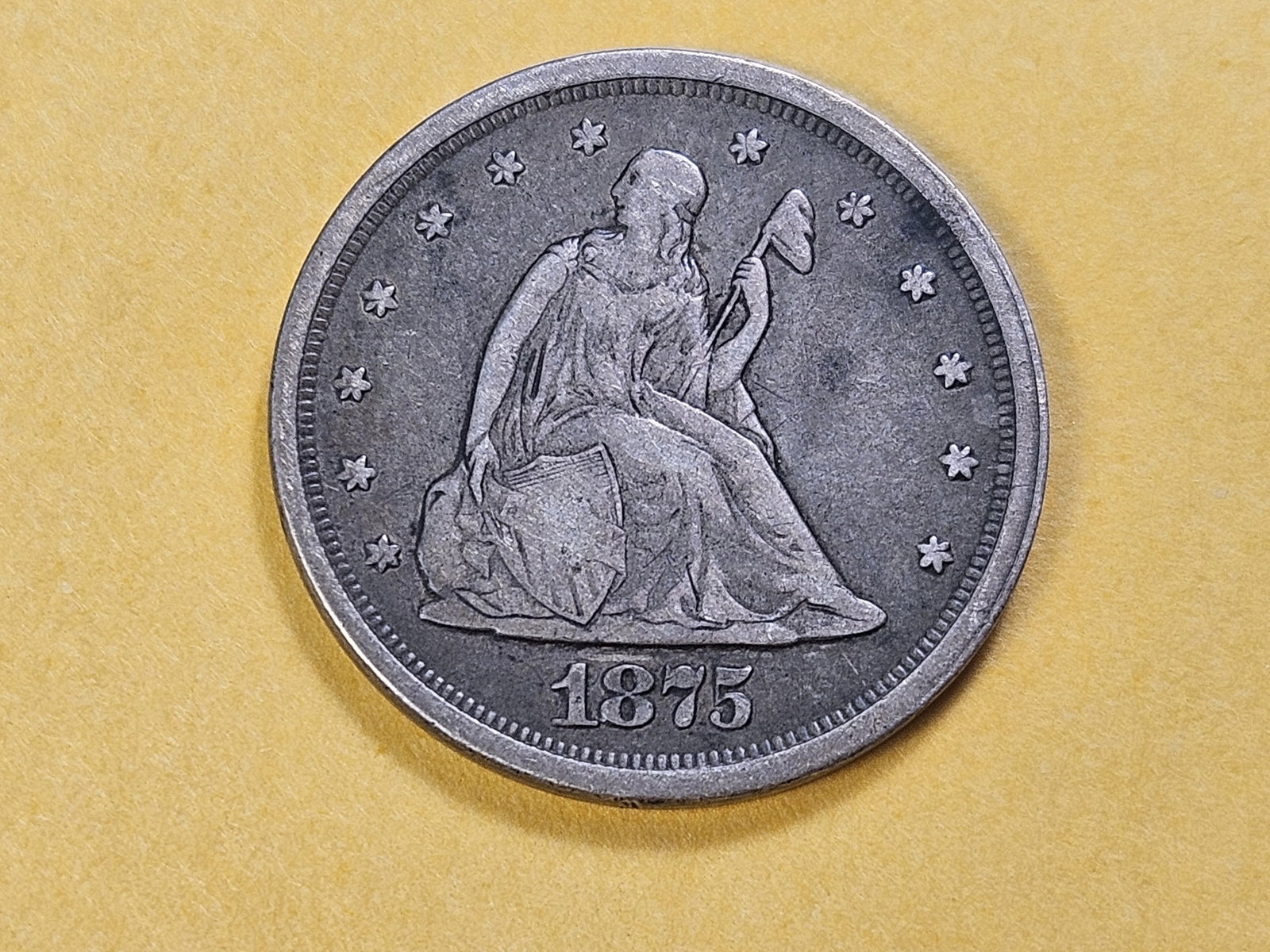 WOW! Better Grade 1875 Silver Twenty Cent Piece: In Very Fine!