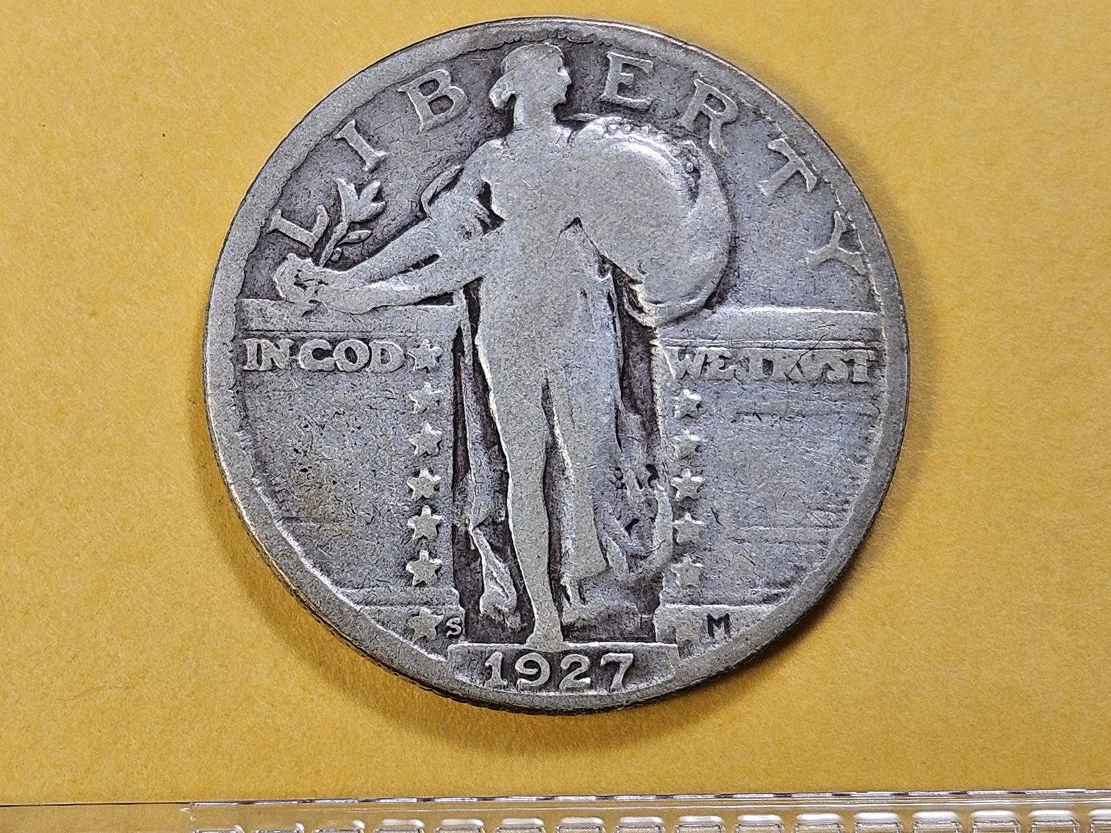 Better Date 1927-S Standing Liberty Silver Quarter: In Very Good