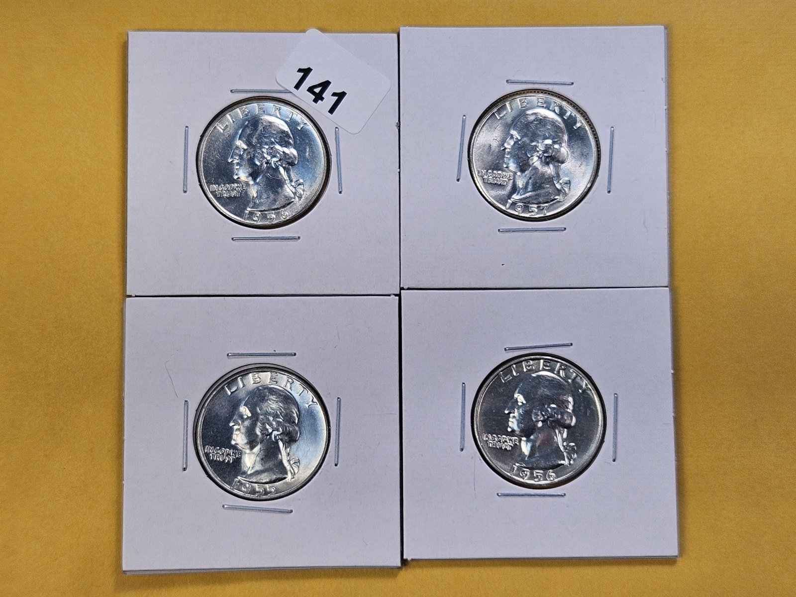 Four Brilliant Uncirculated Washington Silver Quarters (1 of 8)