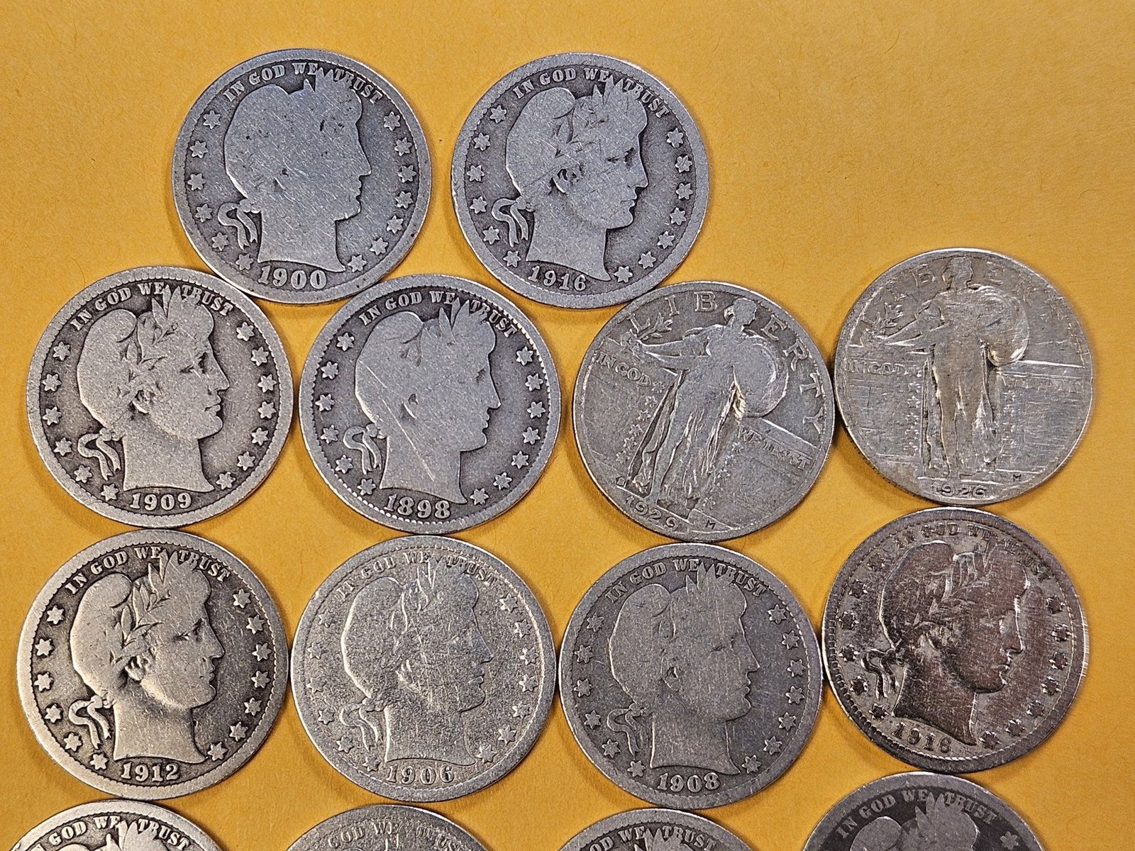 Eighteen Mixed US Silver Quarters - 2