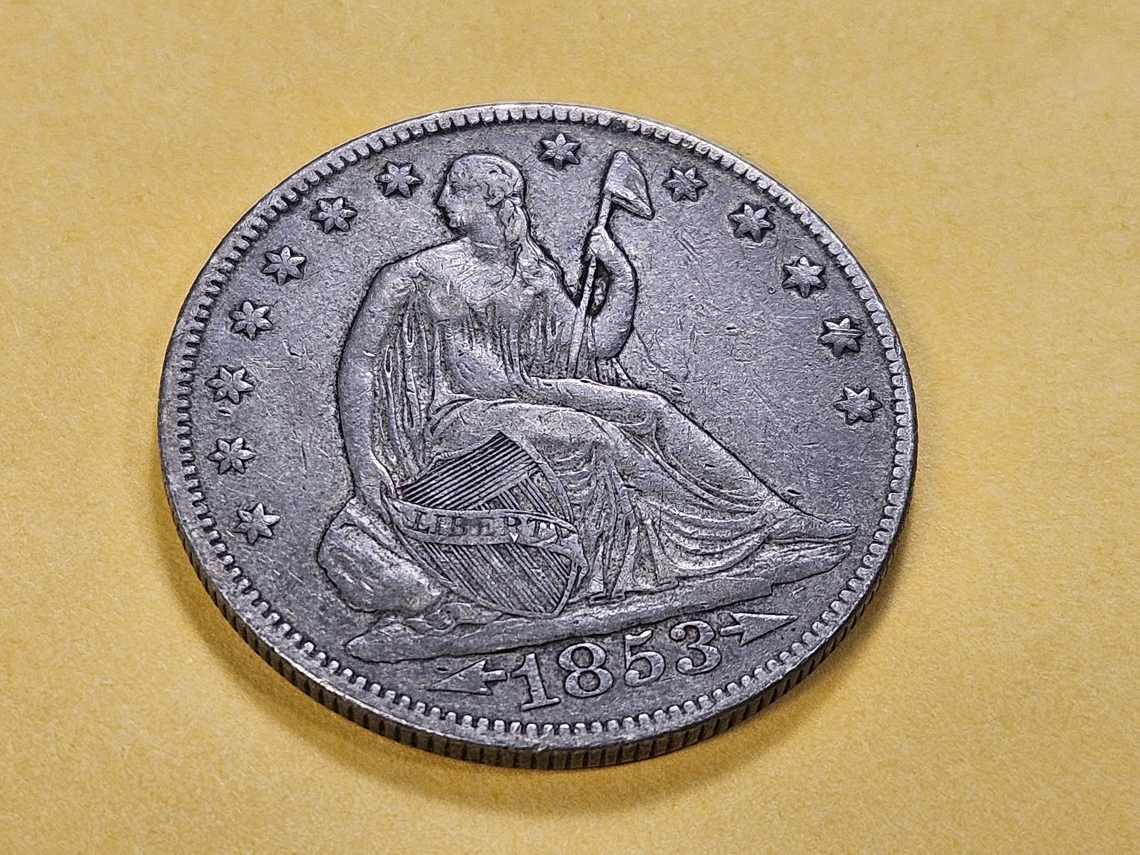 Better Grade 1853 Arrows and Rays Seated Liberty Silver Half Dollar - 2
