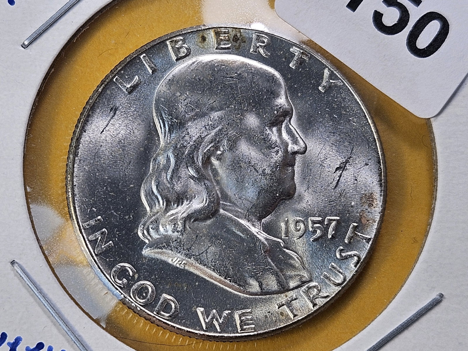 Better Grade 1957 Franklin Silver Half Dollar: Very Choice Brilliant Uncirculated!