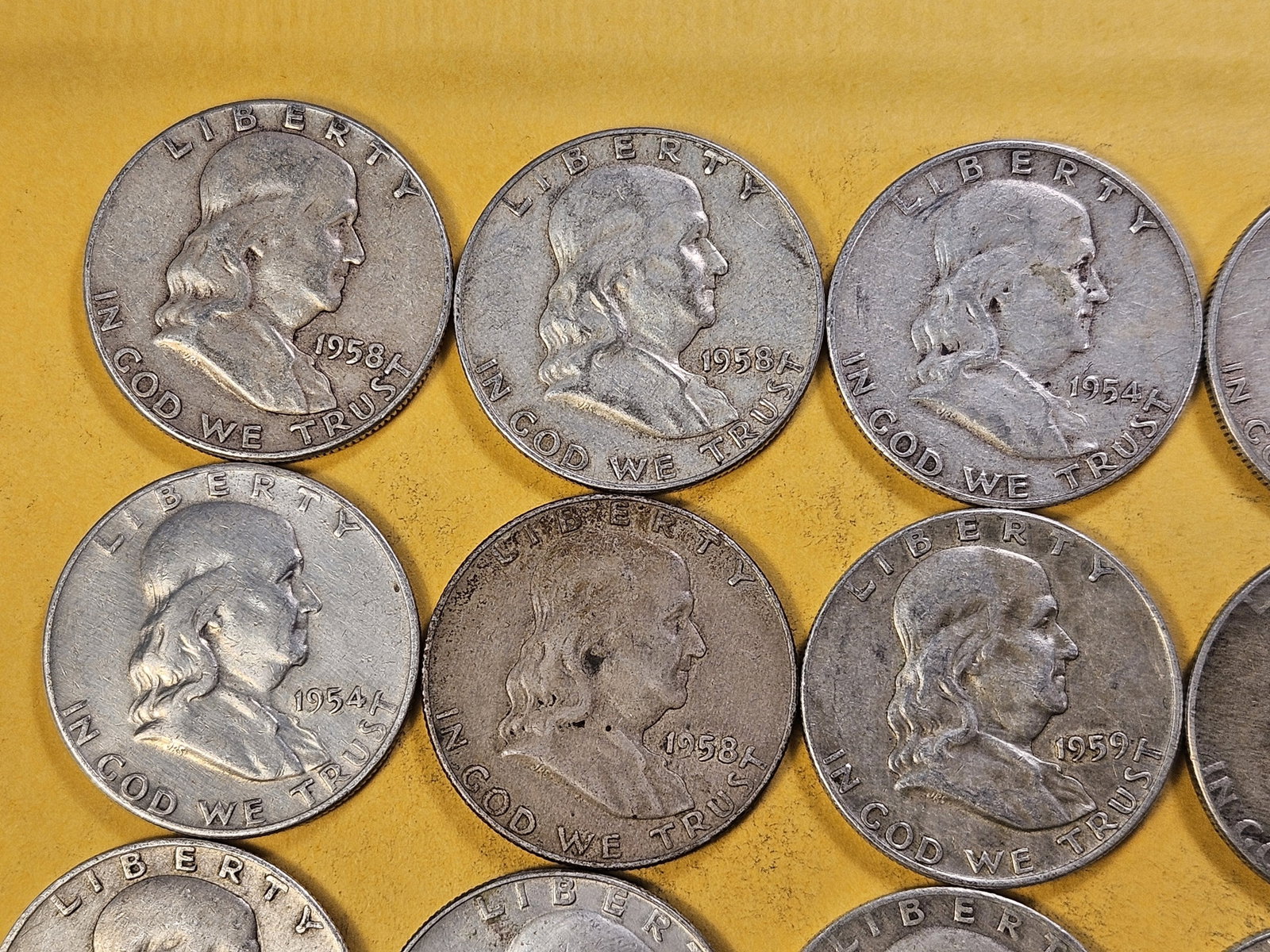Twenty Circulated Franklin Silver Half Dollars - 2