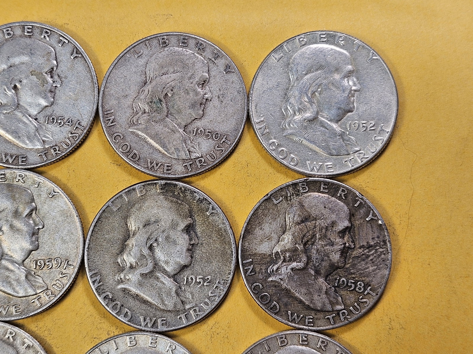 Twenty Circulated Franklin Silver Half Dollars - 3