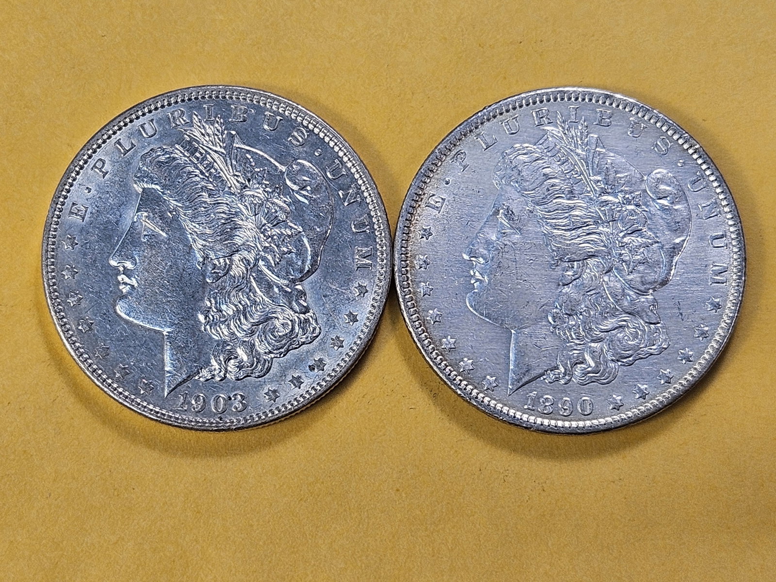 Two About Uncirculated Morgan Silver Dollars - 2