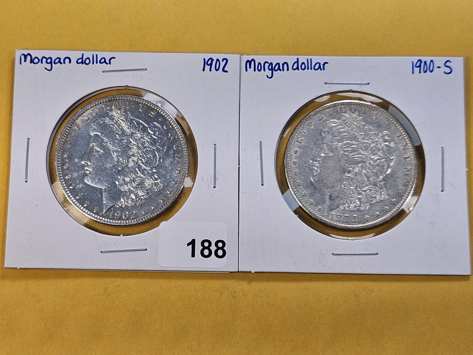 Two Better Date Morgan Silver Dollars: 1900-S and 1902
