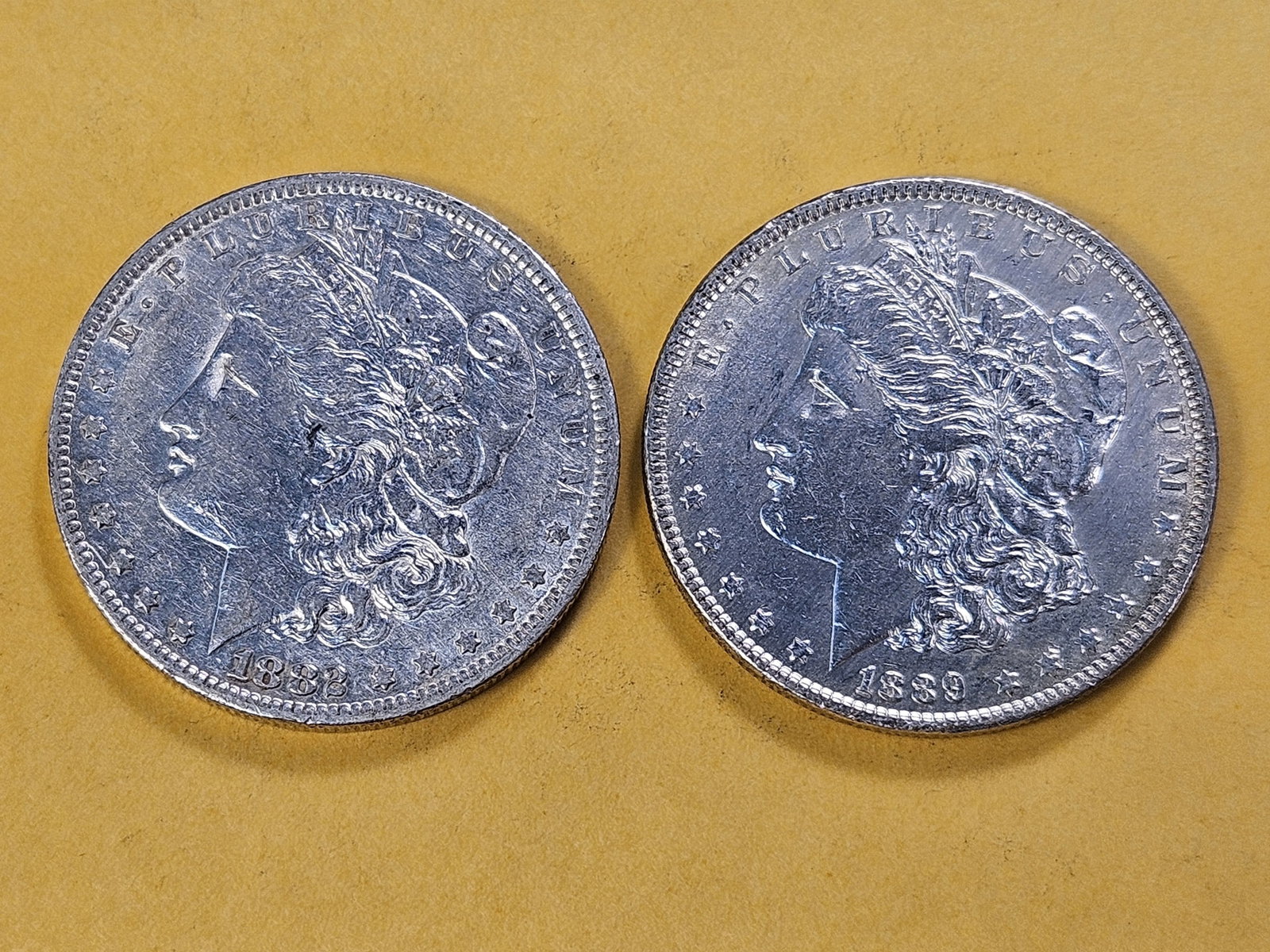 Two About Uncirculated Morgan Silver Dollars - 2