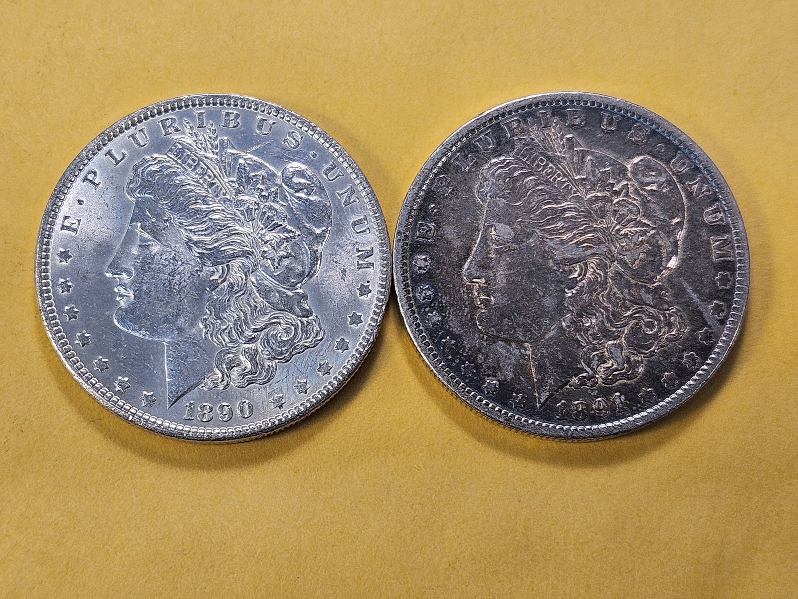 Two About Uncirculated Morgan Silver Dollars - 2