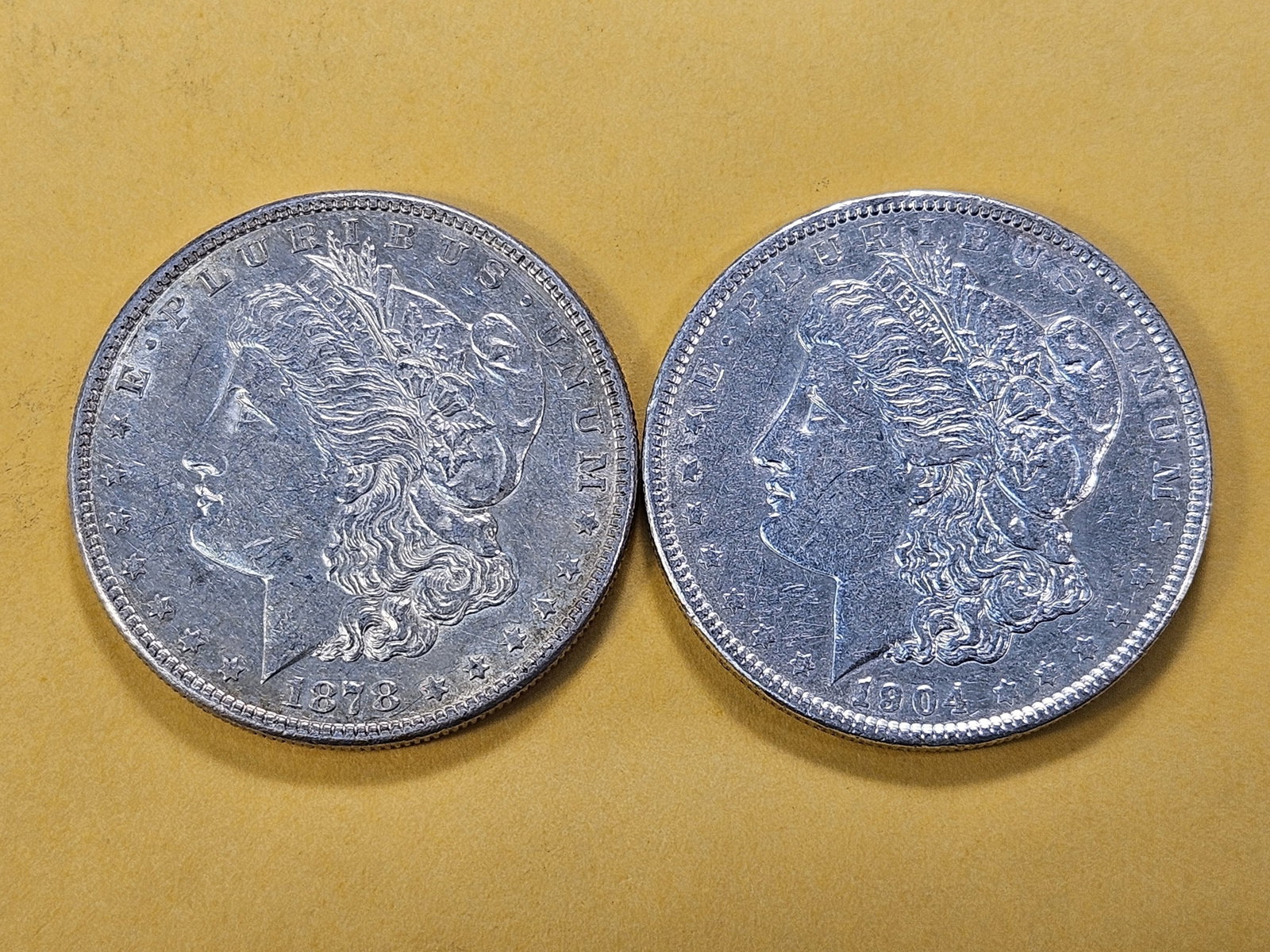 Two About Uncirculated Morgan Silver Dollars - 2