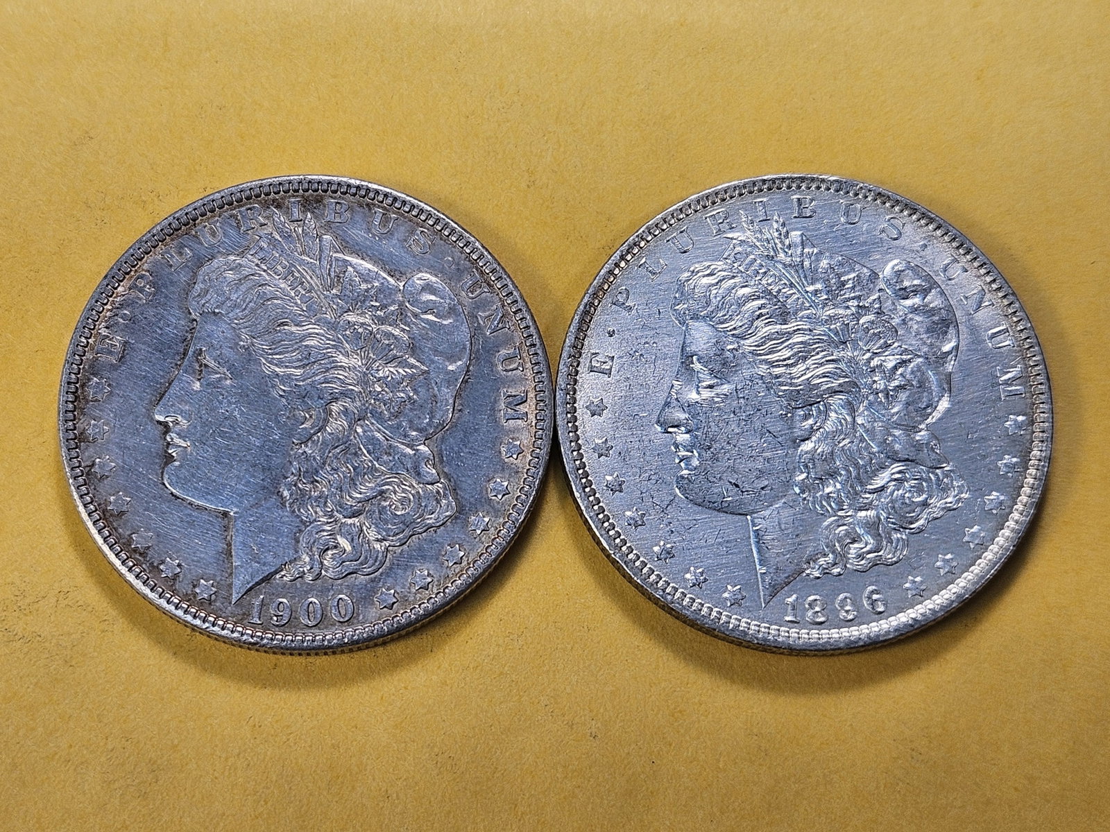 Two About Uncirculated Morgan Silver Dollars - 2