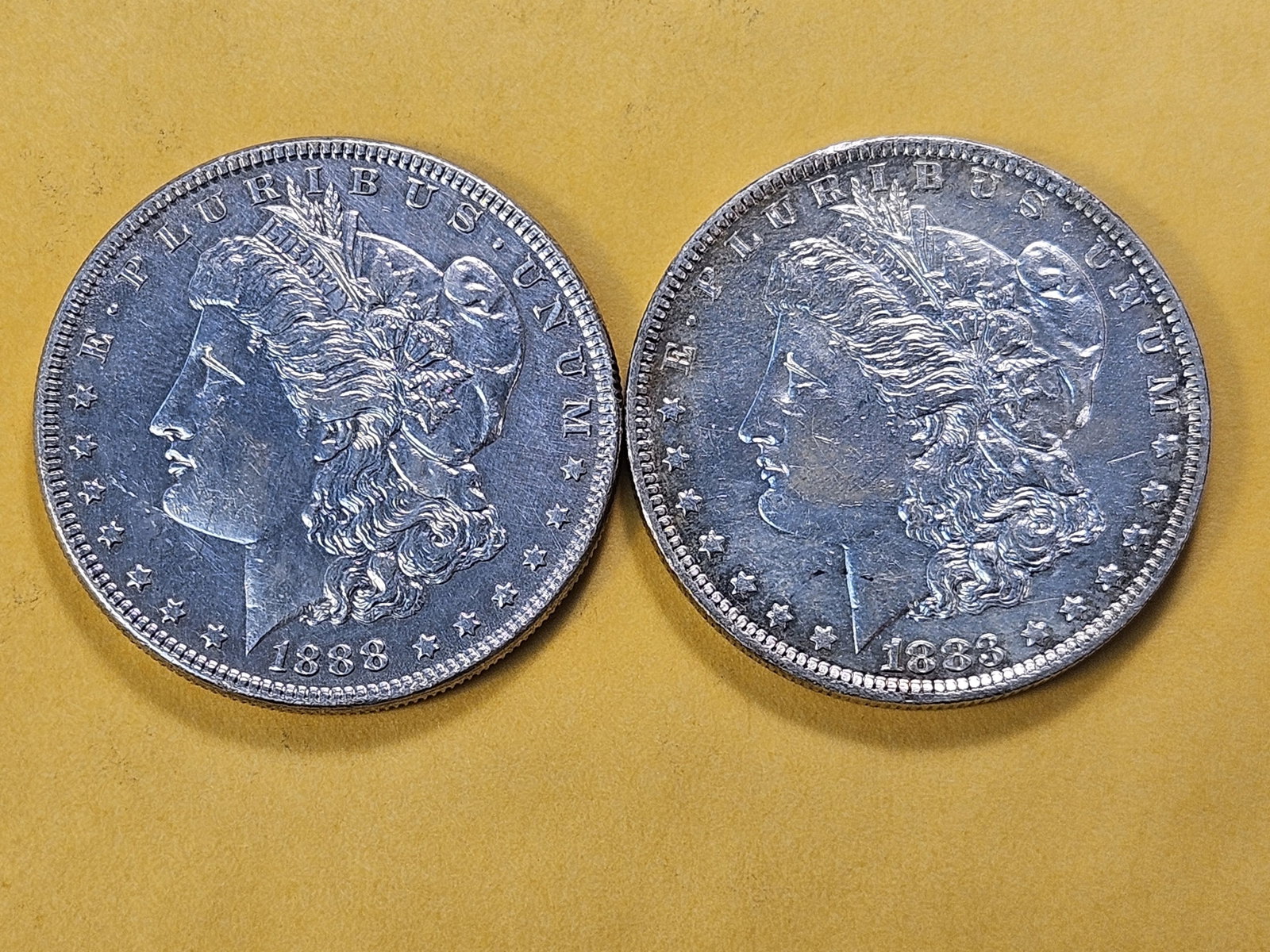 Two About Uncirculated Morgan Silver Dollars - 2