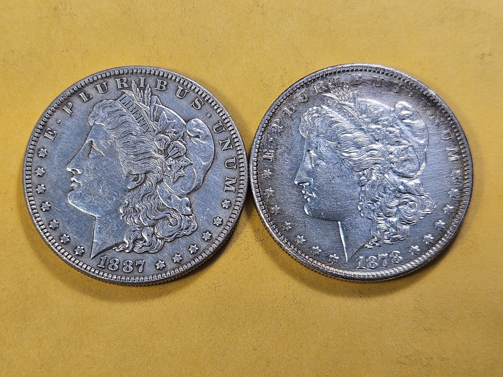 Two About Uncirculated Morgan Silver Dollars - 2