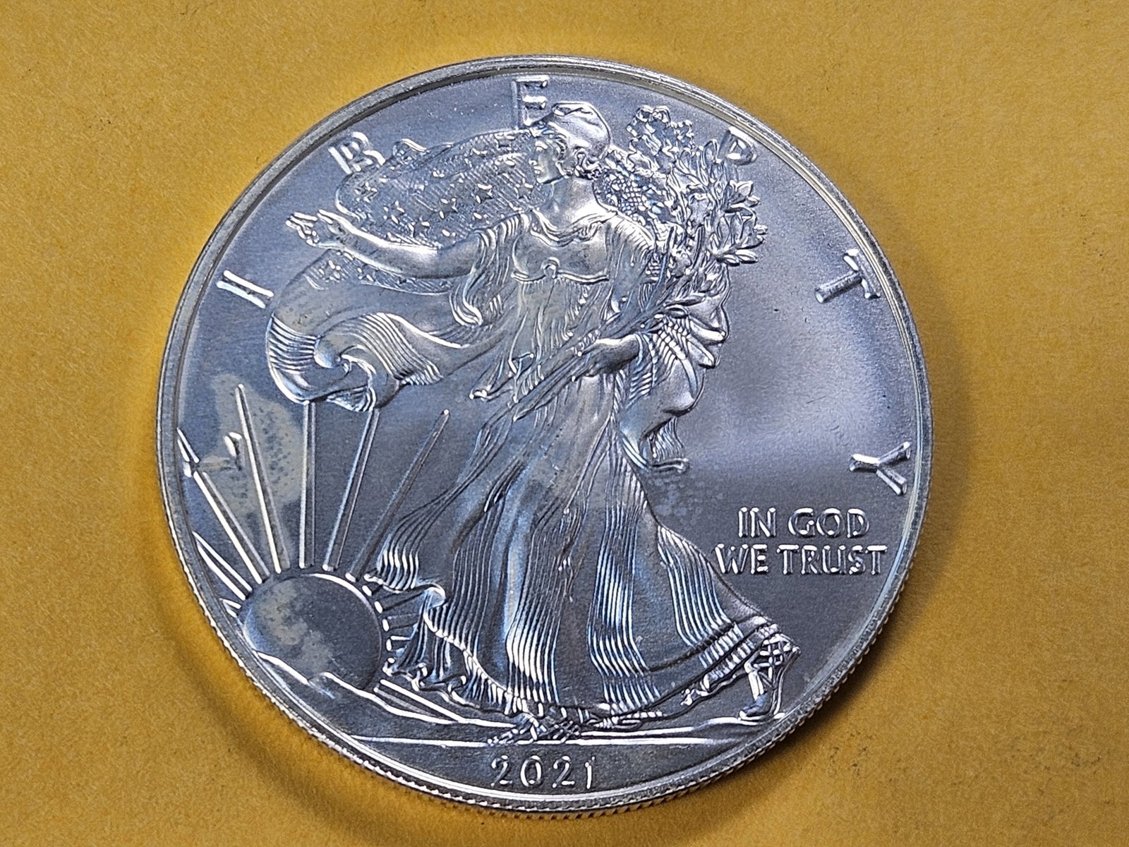 GEM Brilliant Uncirculated 2021 American Silver Eagle: Brilliant Cartwheel!