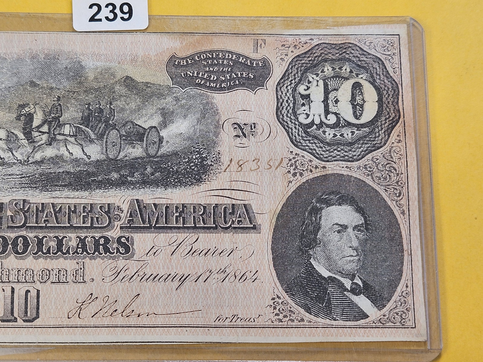 Series 1864 Ten Dollar Confederate States Note - 3