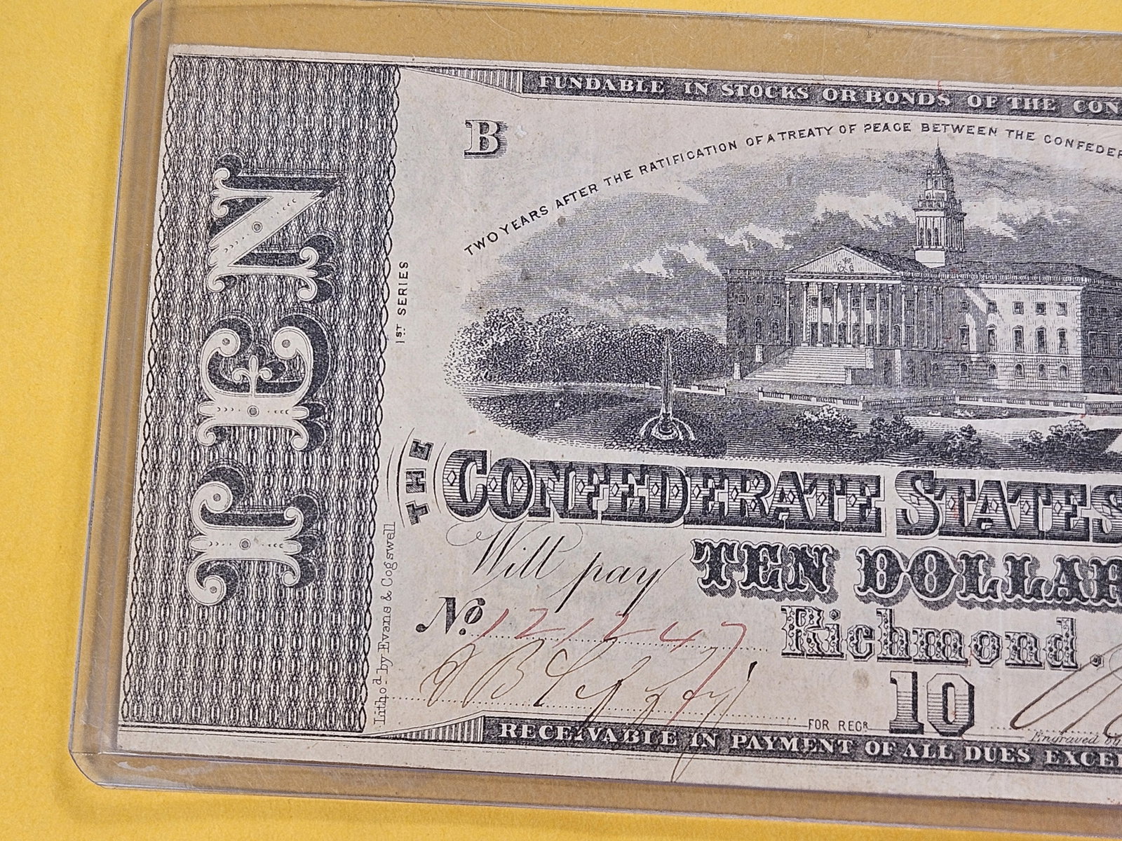 Series 1863 Ten Dollar Confederate States Note - 2