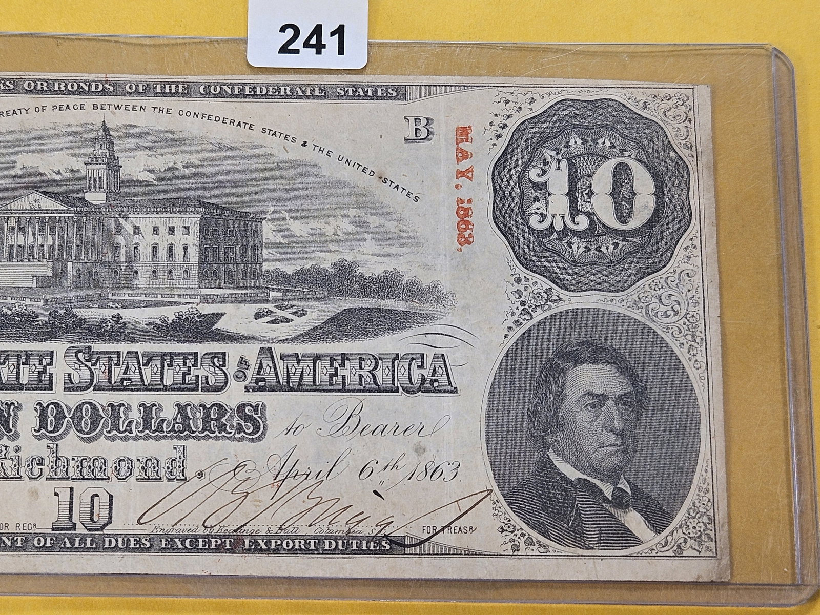 Series 1863 Ten Dollar Confederate States Note - 3