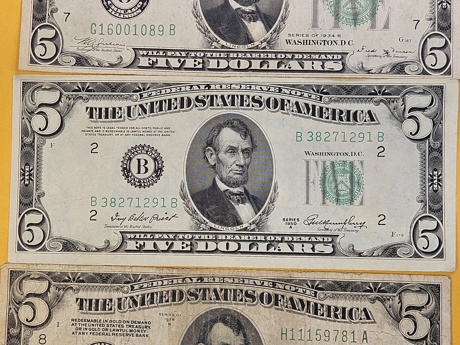 MINT ERRORS! Three Five Dollar Federal Reserve Notes - 3