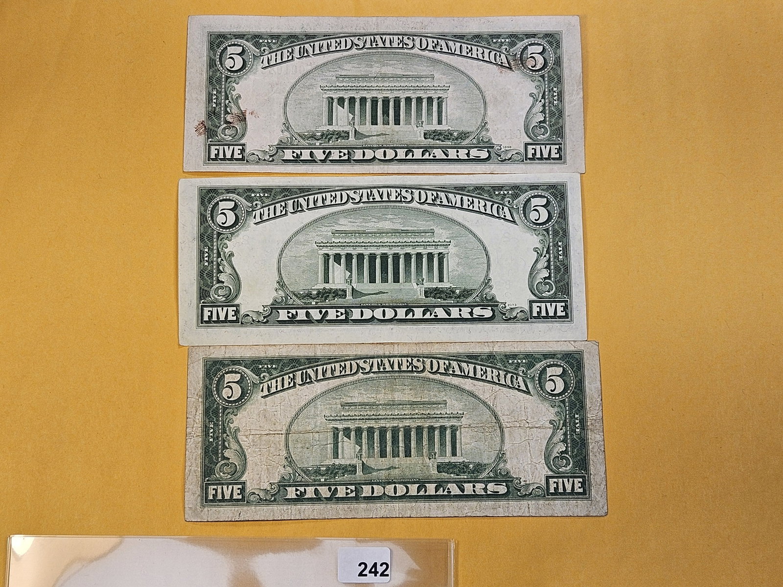 MINT ERRORS! Three Five Dollar Federal Reserve Notes - 5