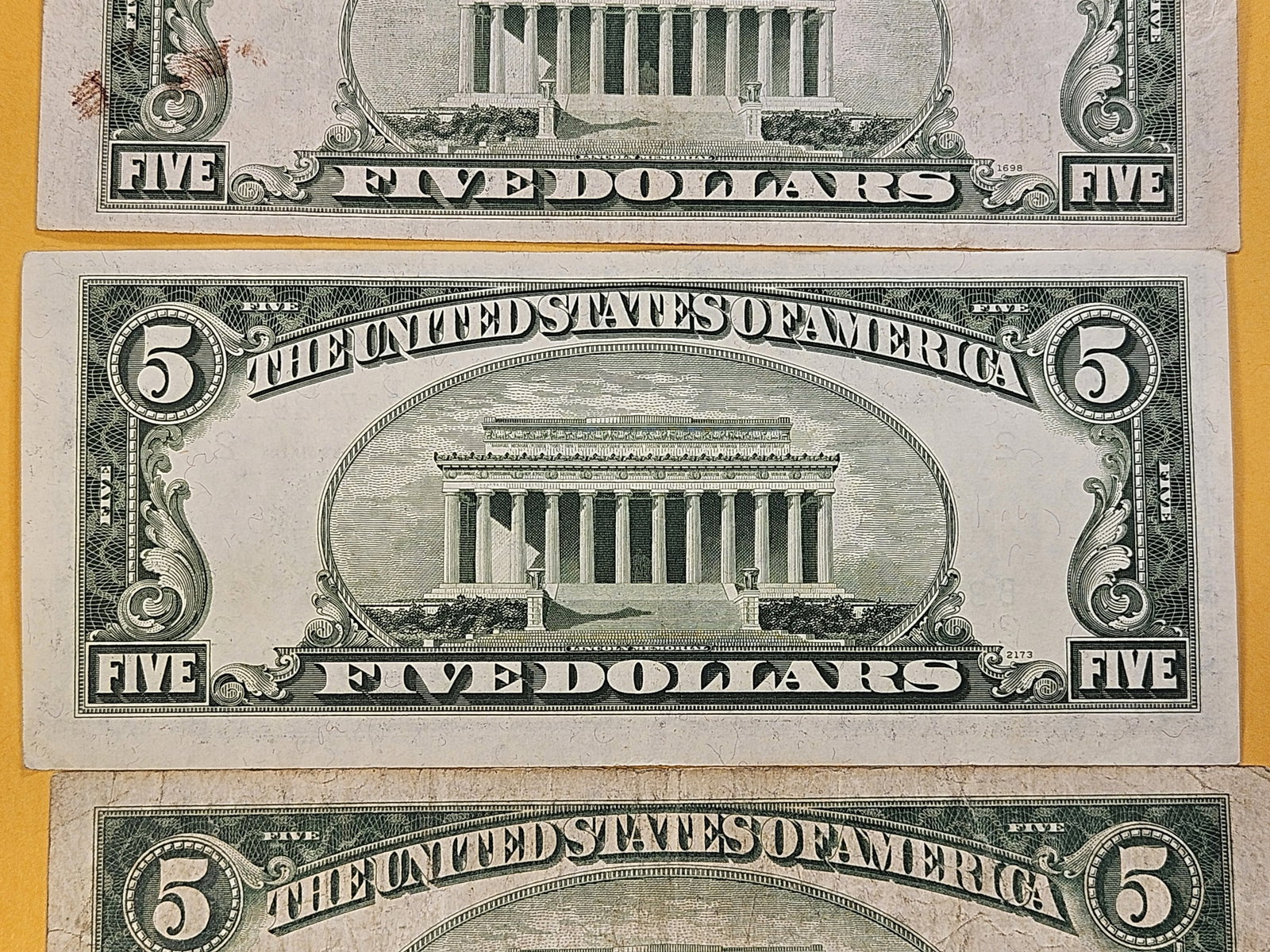 MINT ERRORS! Three Five Dollar Federal Reserve Notes - 7