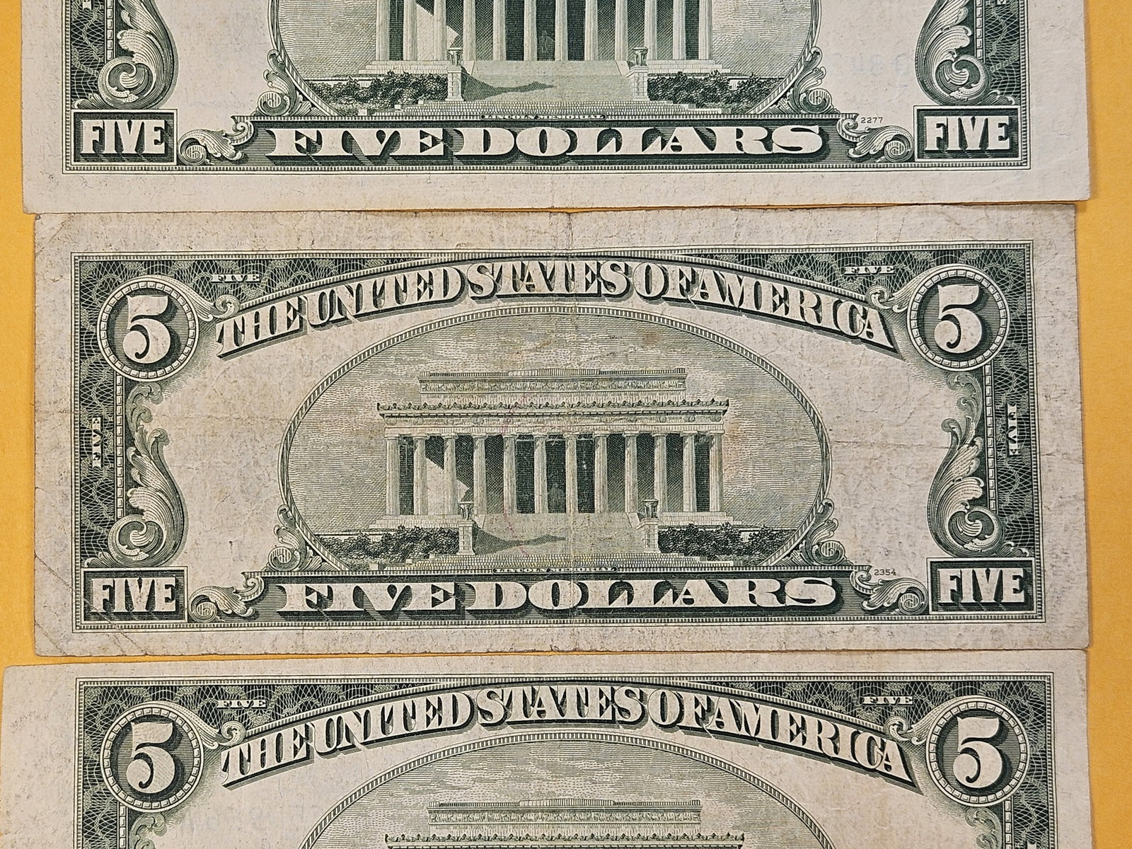 MINT ERRORS! Three Series 1953-A Five Dollar Silver Certificates - 7