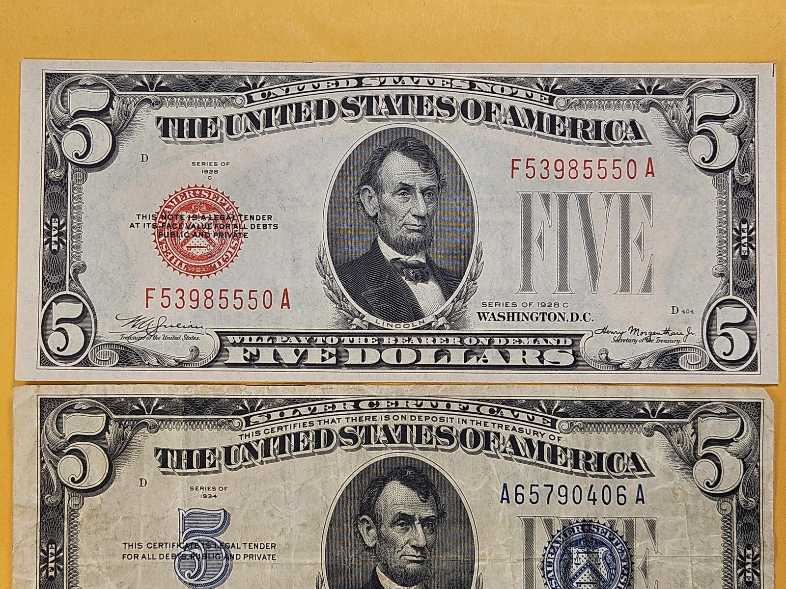 MINT ERRORS! Two Five Dollar Silver Certificates and a United States Note - 2