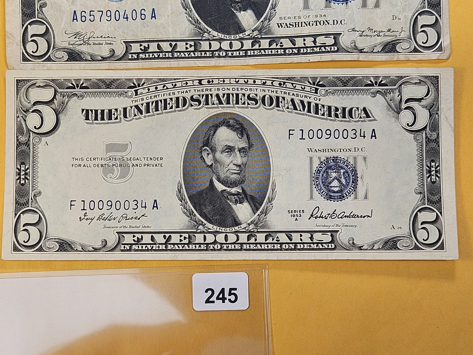 MINT ERRORS! Two Five Dollar Silver Certificates and a United States Note - 4