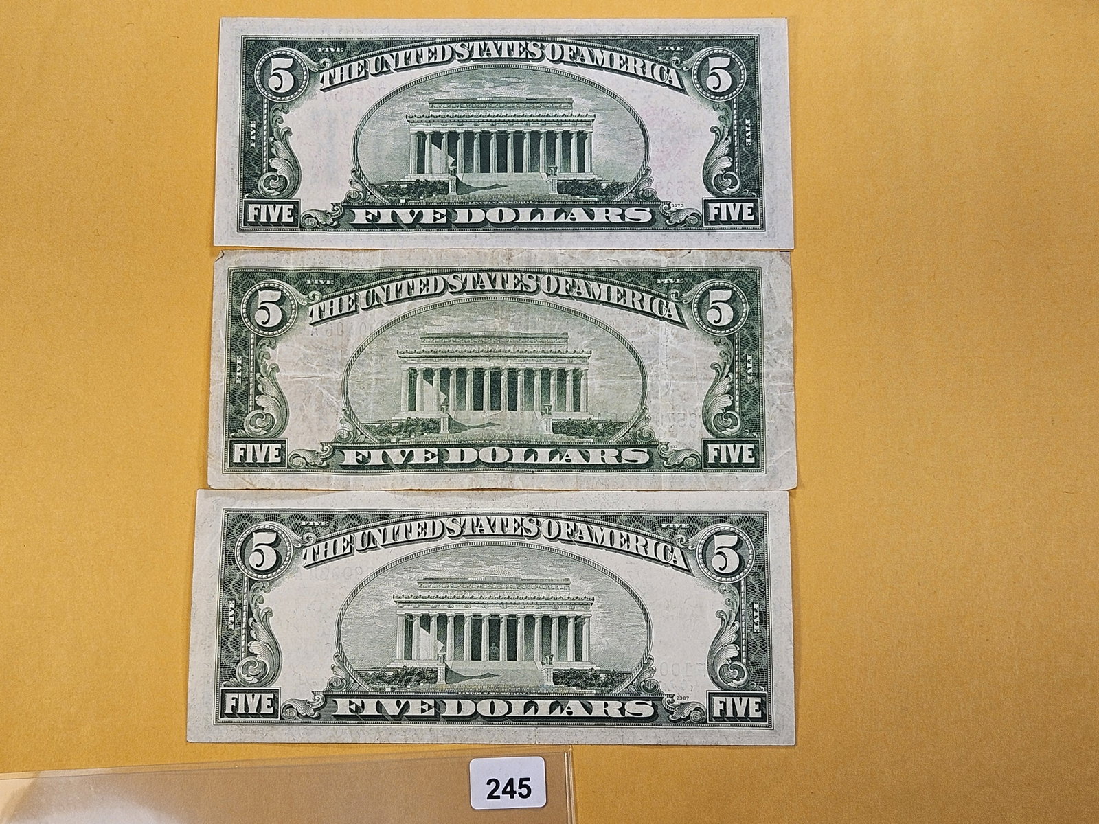 MINT ERRORS! Two Five Dollar Silver Certificates and a United States Note - 5