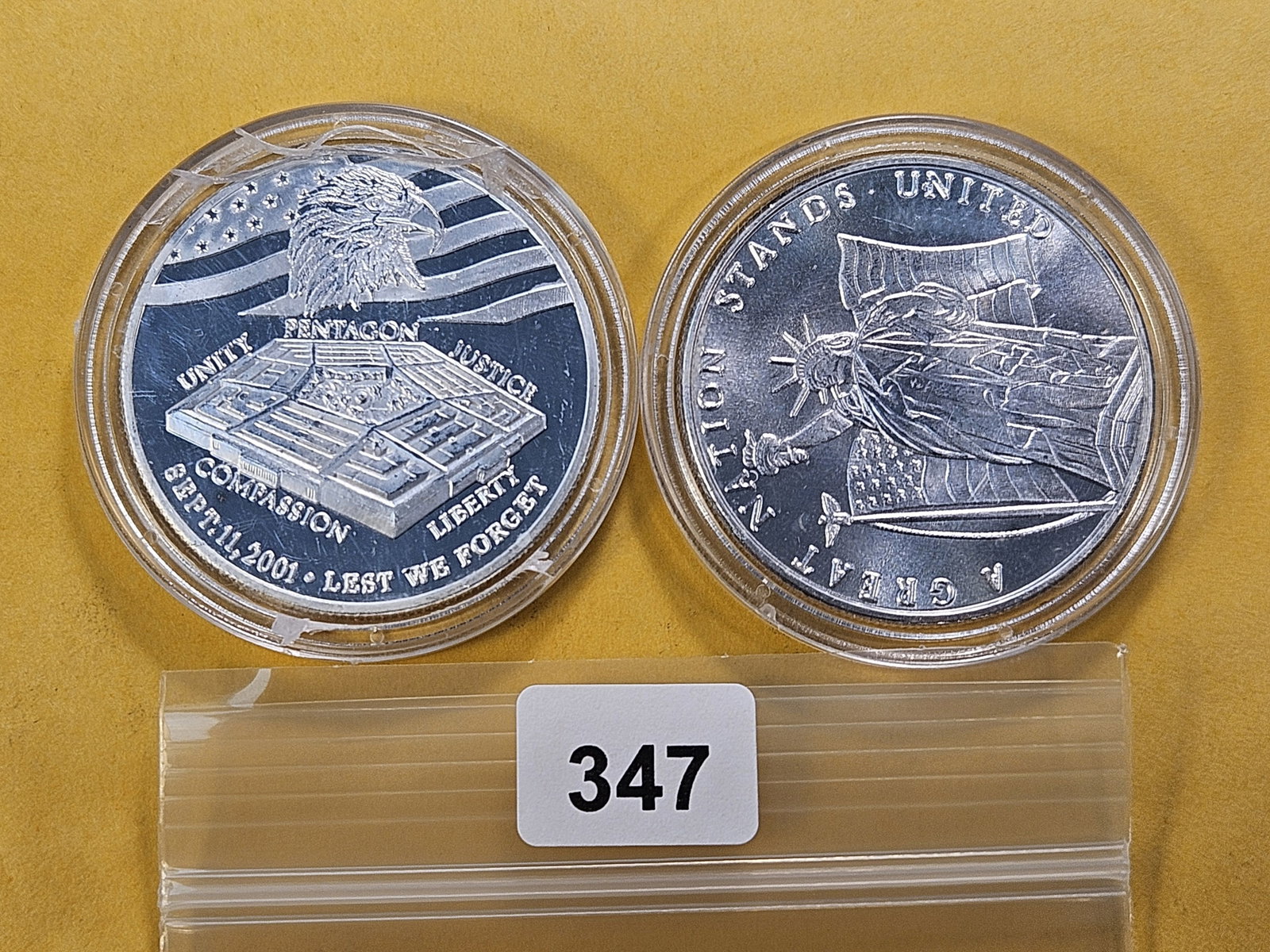 Two 1-Troy Ounce .999 Fine Silver Rounds: September 11th Commemoratives
