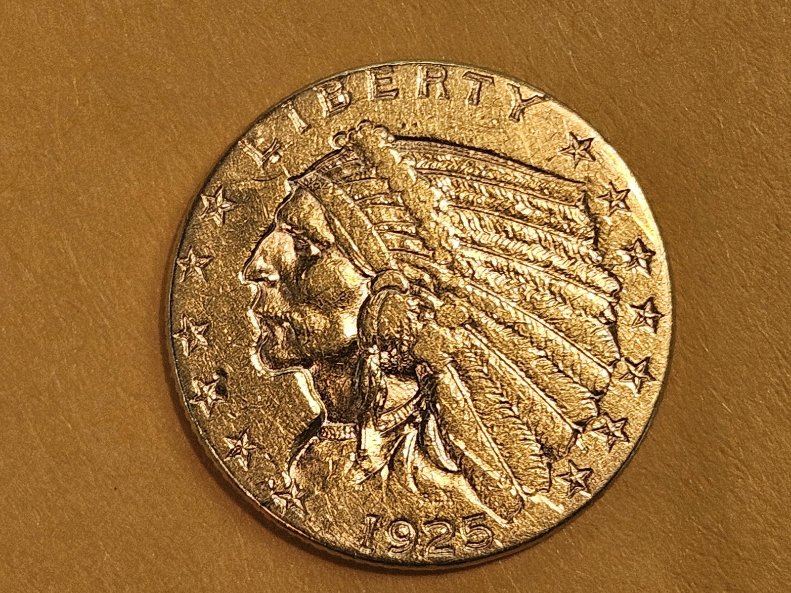 GOLD! Brilliant About Uncirculated 1925-D Indian Head Gold $2.5 Dollars: Quarter Eagle