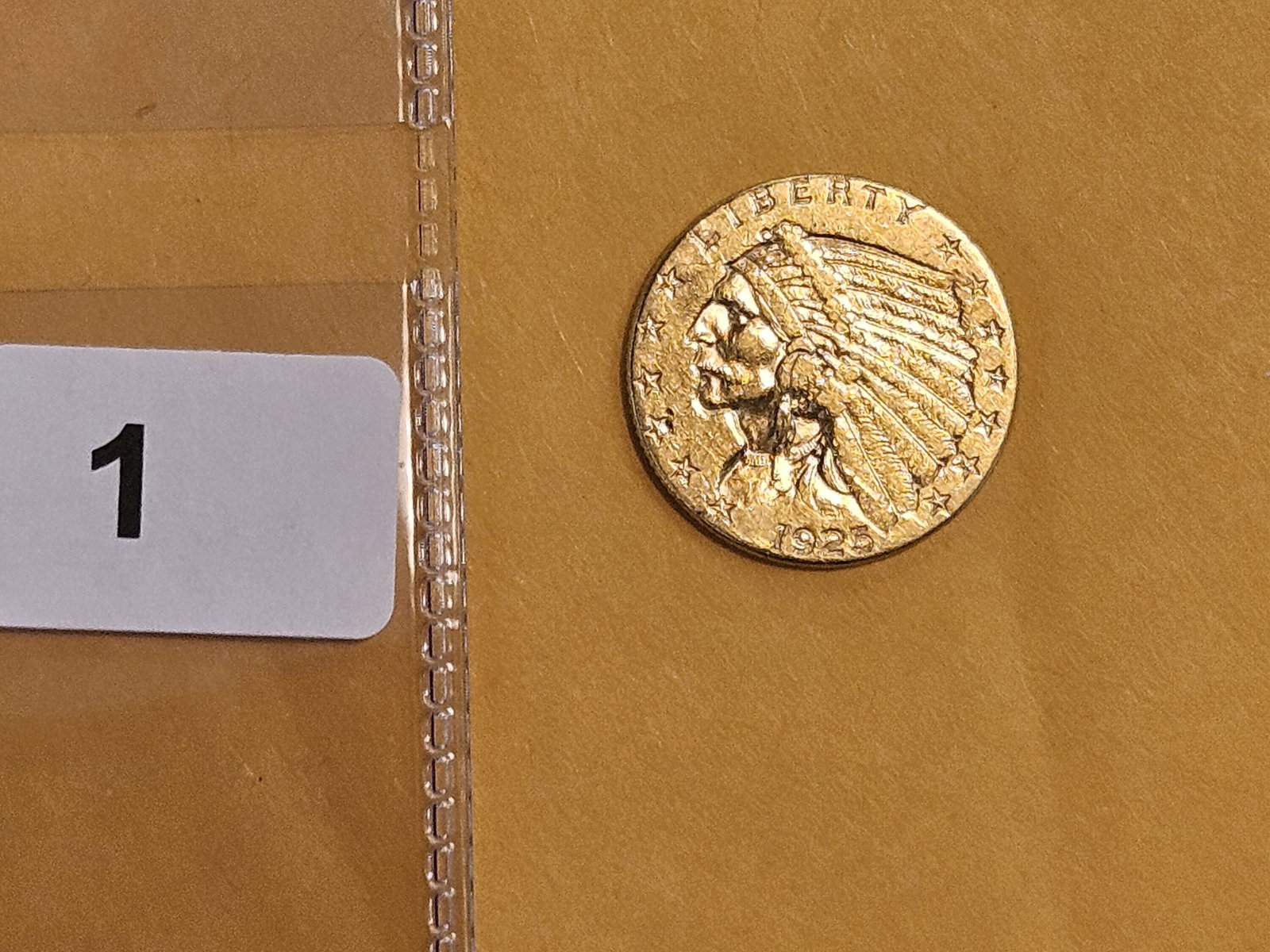 GOLD! Brilliant About Uncirculated 1925-D Indian Head Gold $2.5 Dollars - 2