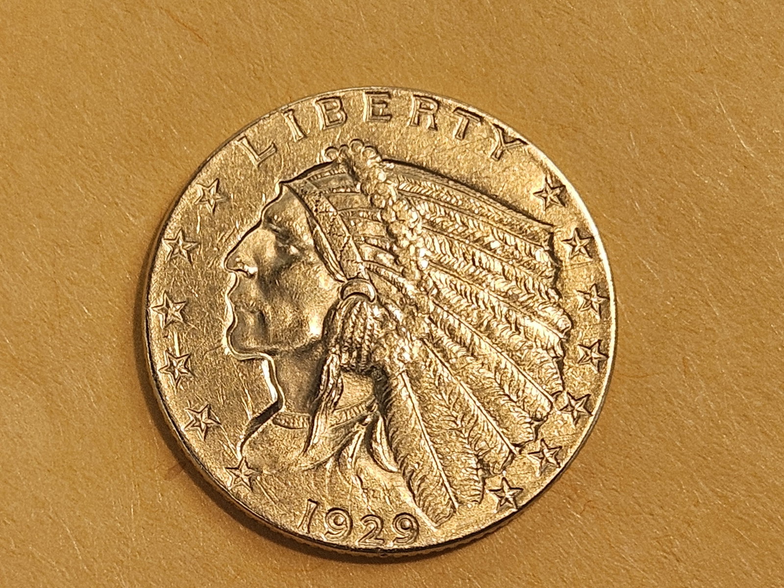 GOLD! Brilliant About Uncirculated 1929 Indian Head Gold $2.5 Dollars: Quarter Eagle