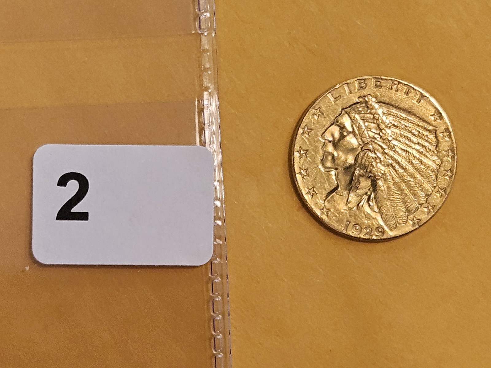 GOLD! Brilliant About Uncirculated 1929 Indian Head Gold $2.5 Dollars - 2