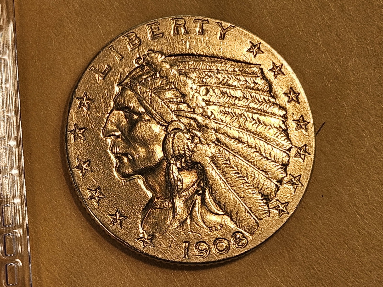 GOLD! Brilliant 1908 Indian Head Gold $2.5 Dollars: Quarter Eagle. Circulated